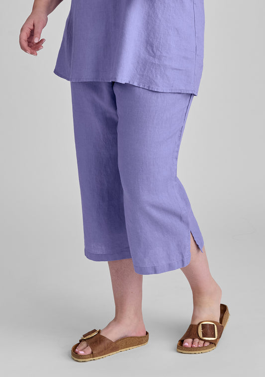 push outs linen pants with elastic waist purple