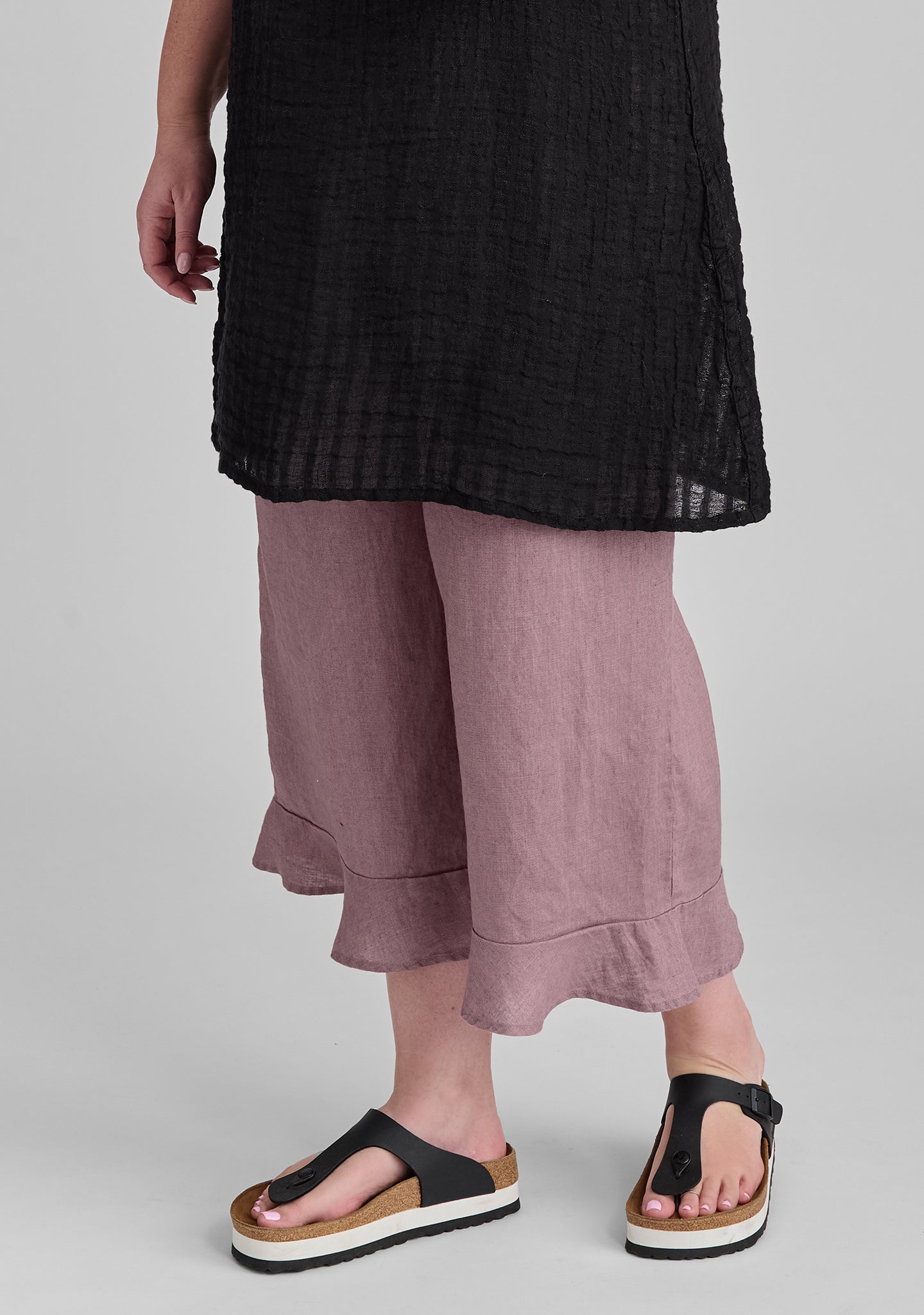 bloomers linen pants with elastic waist purple