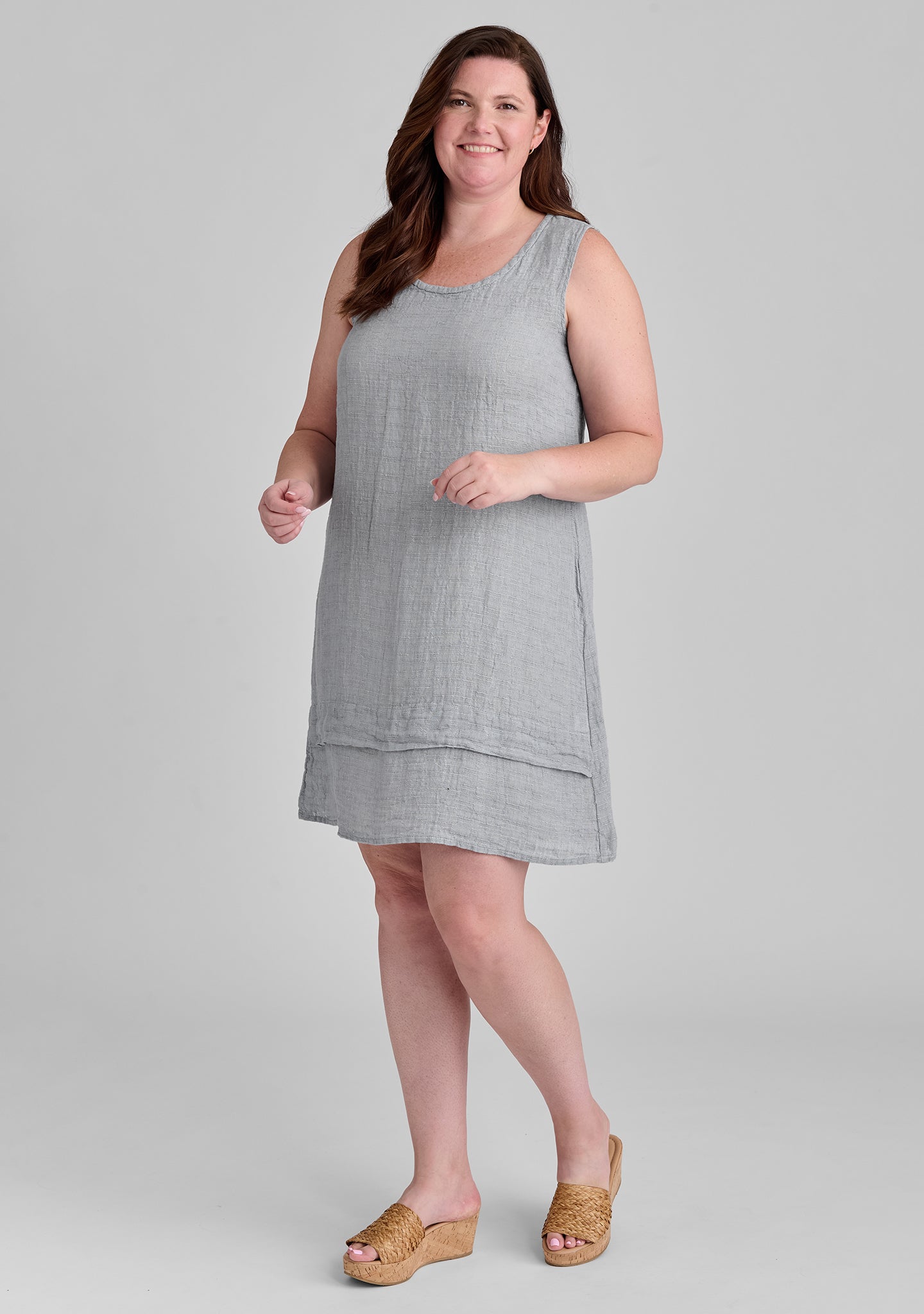 one tuck wonder linen shift dress blue