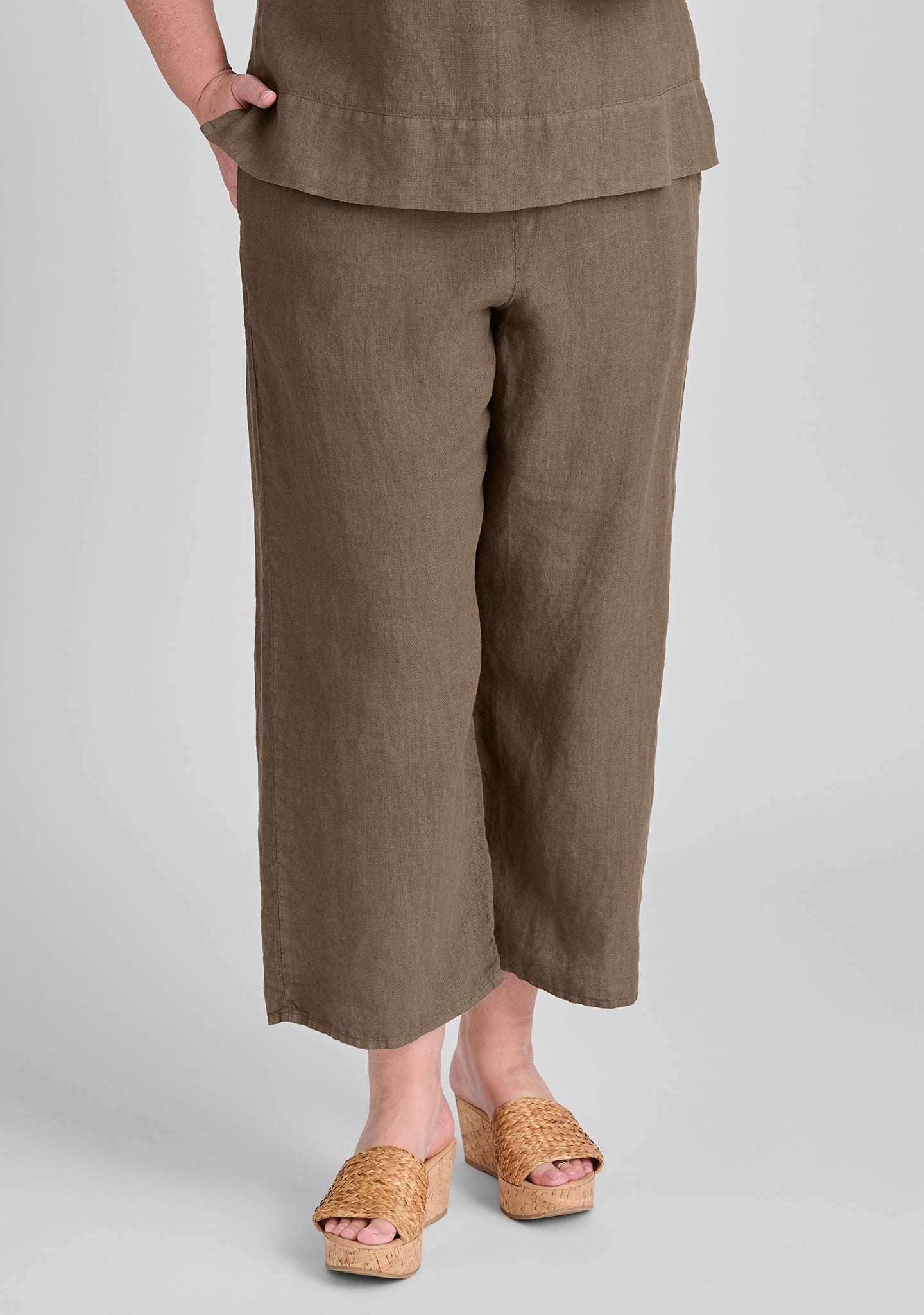 renewed flood linen drawstring pants brown