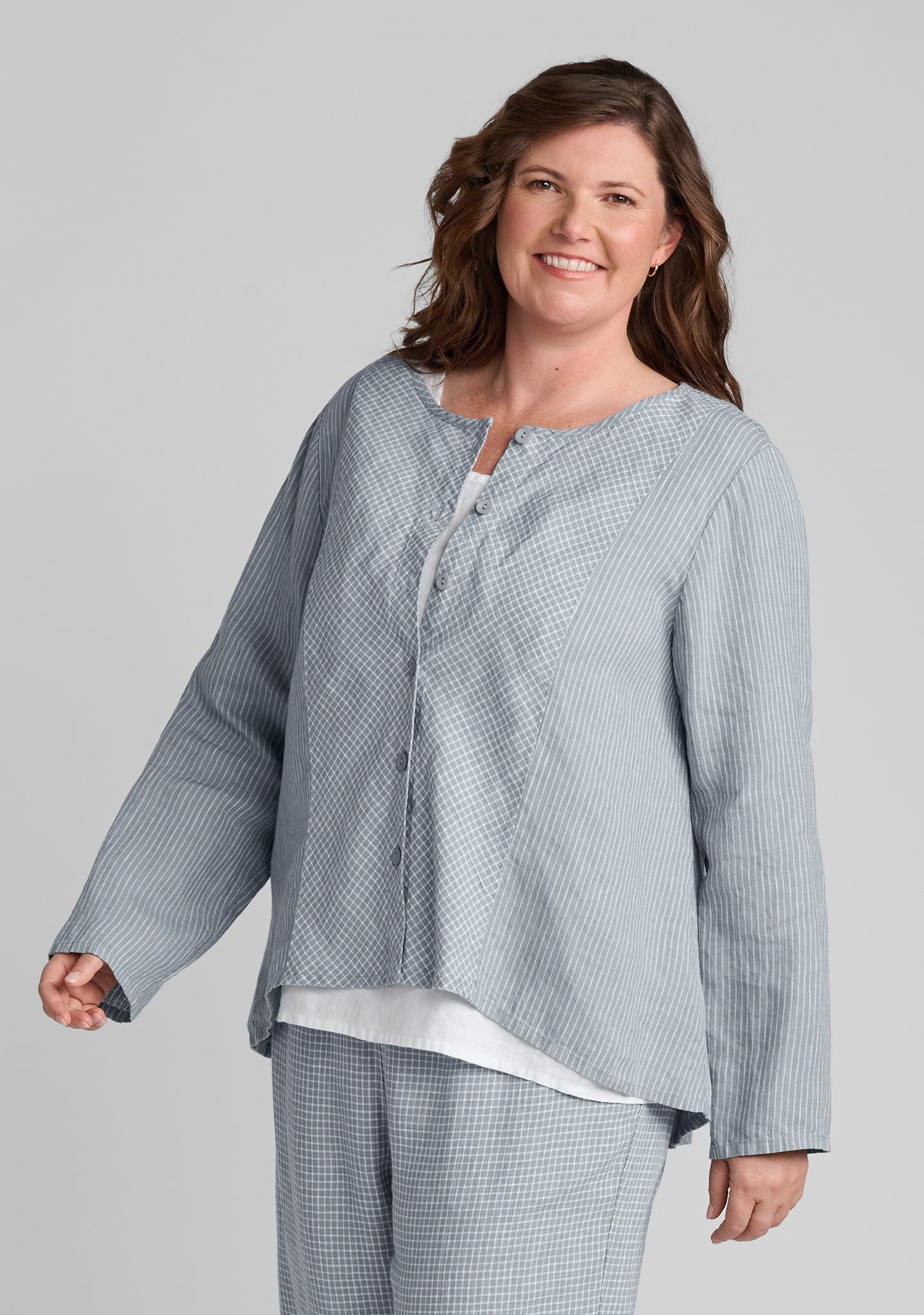 rippling jacket linen cardigan blue