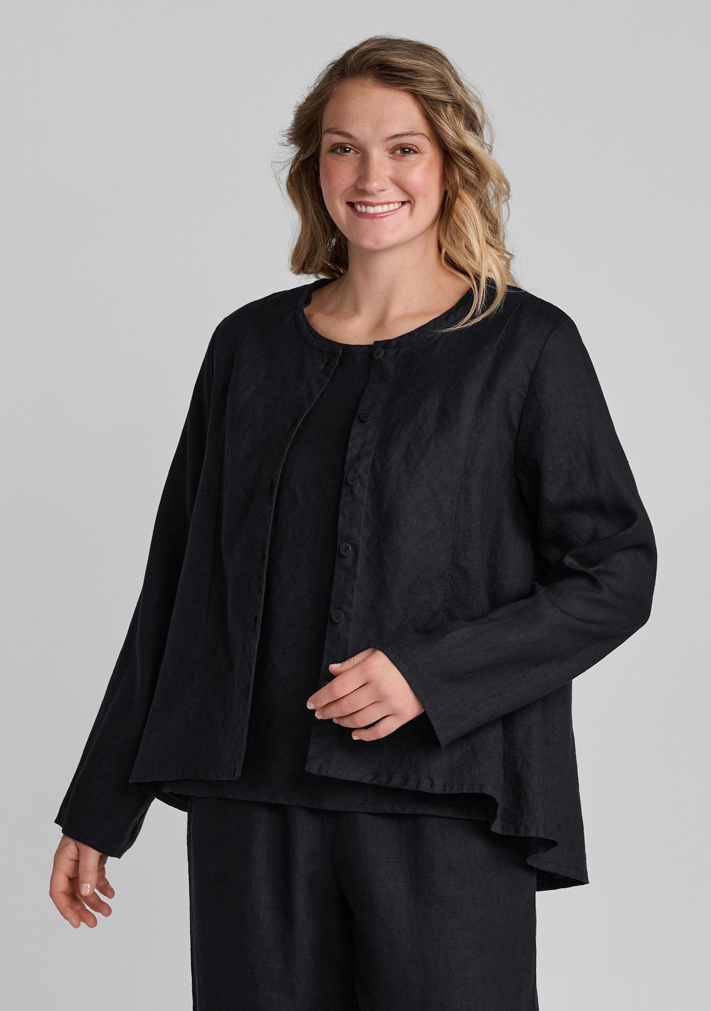rippling jacket linen cardigan black