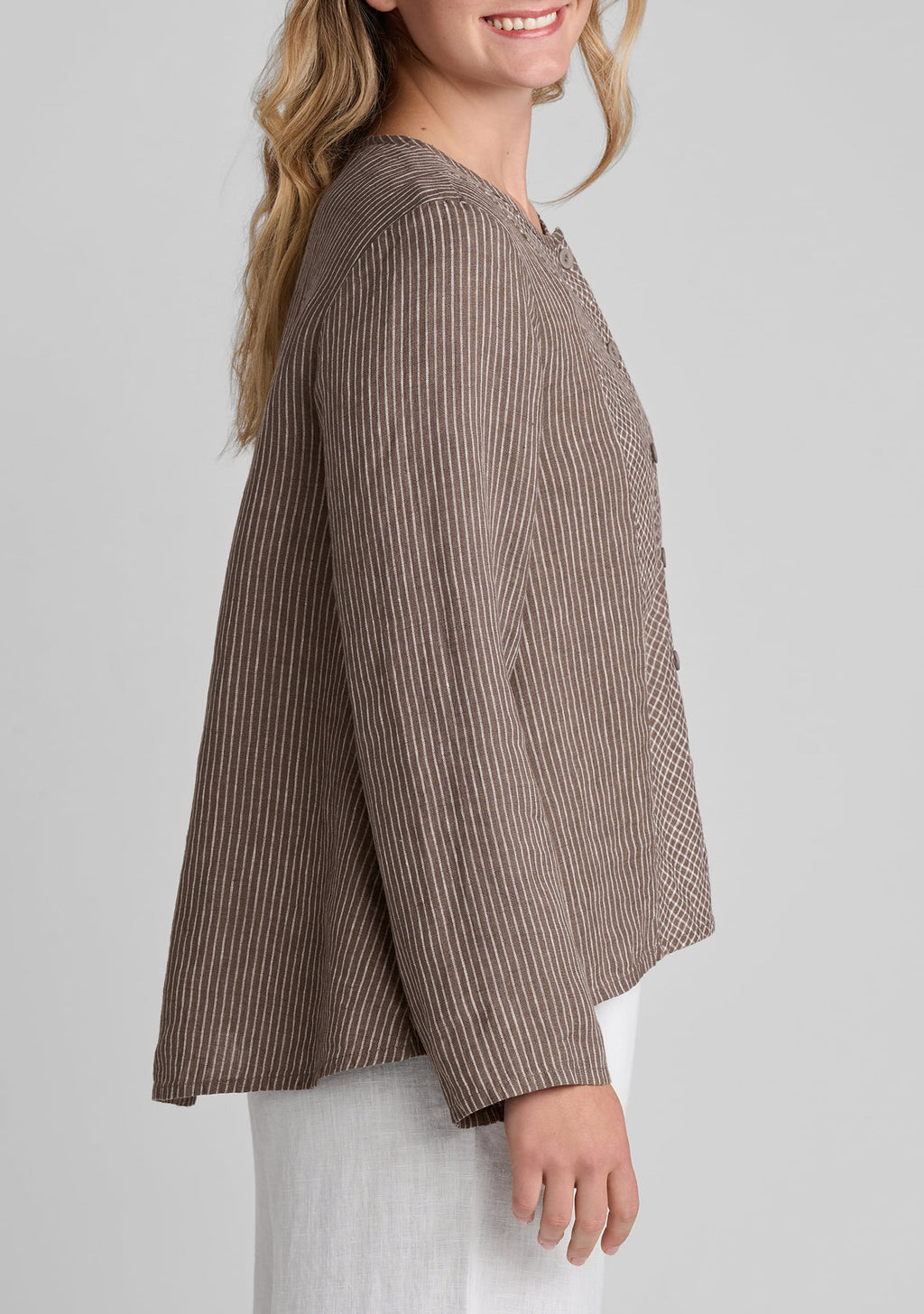 rippling jacket linen cardigan details