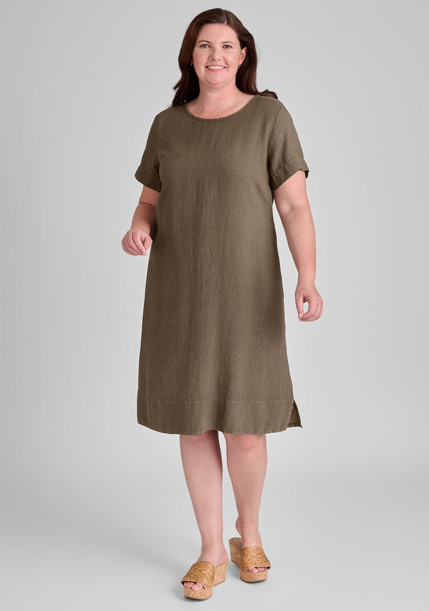 roadie tee dress linen dress brown