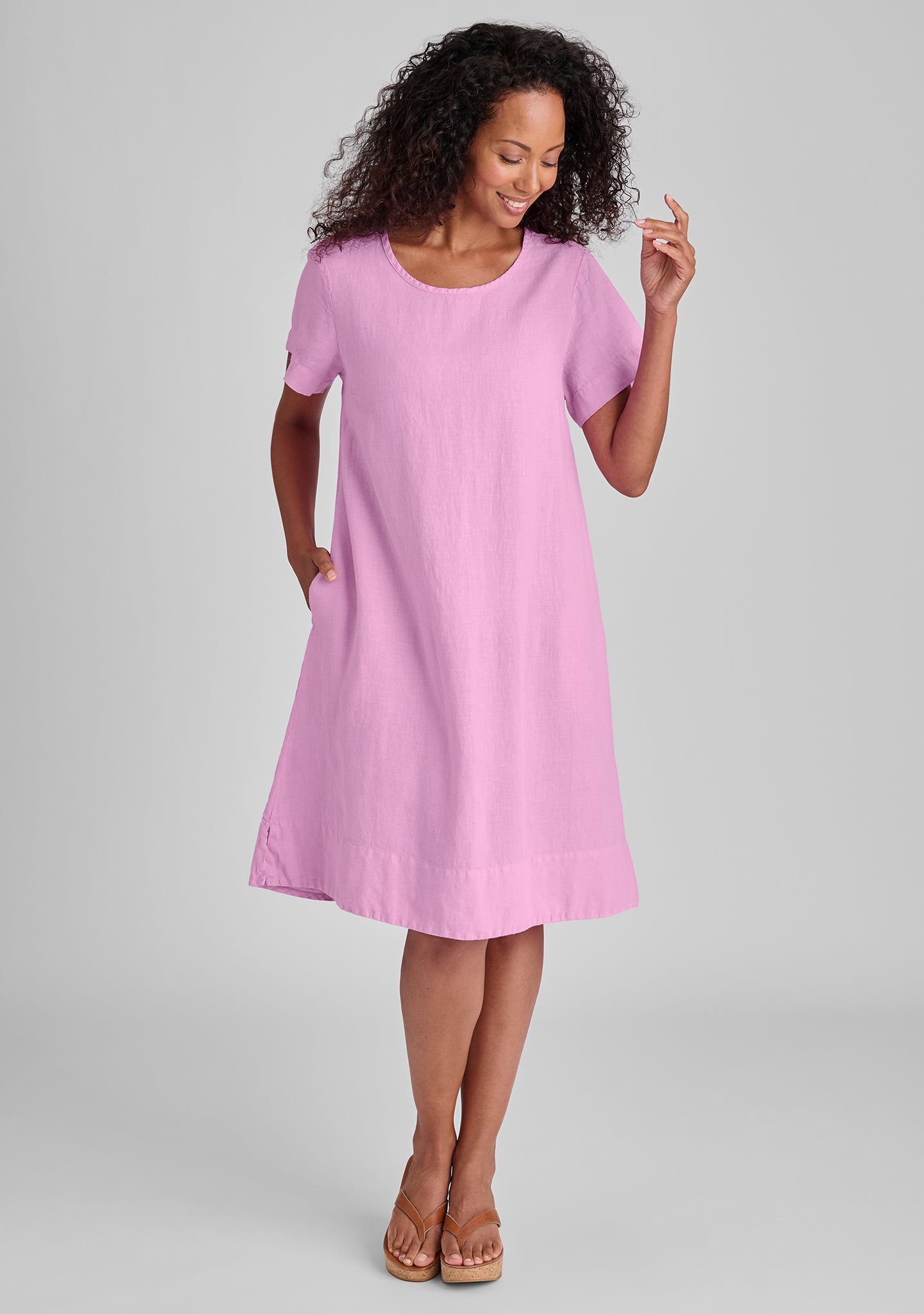 roadie tee dress linen dress pink