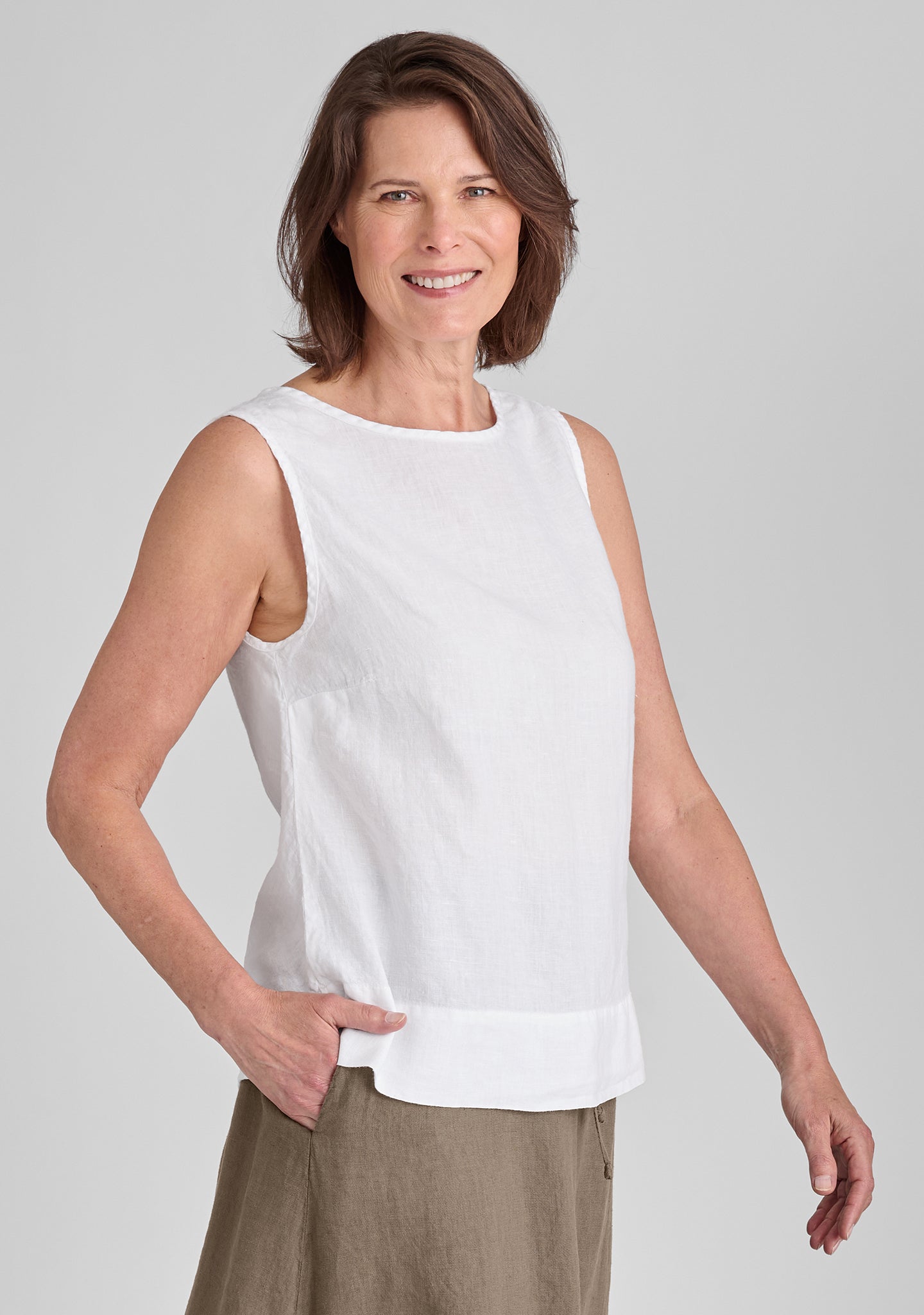 roadie top linen tank top white