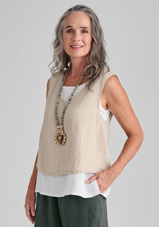 roxbury crop linen tank top natural