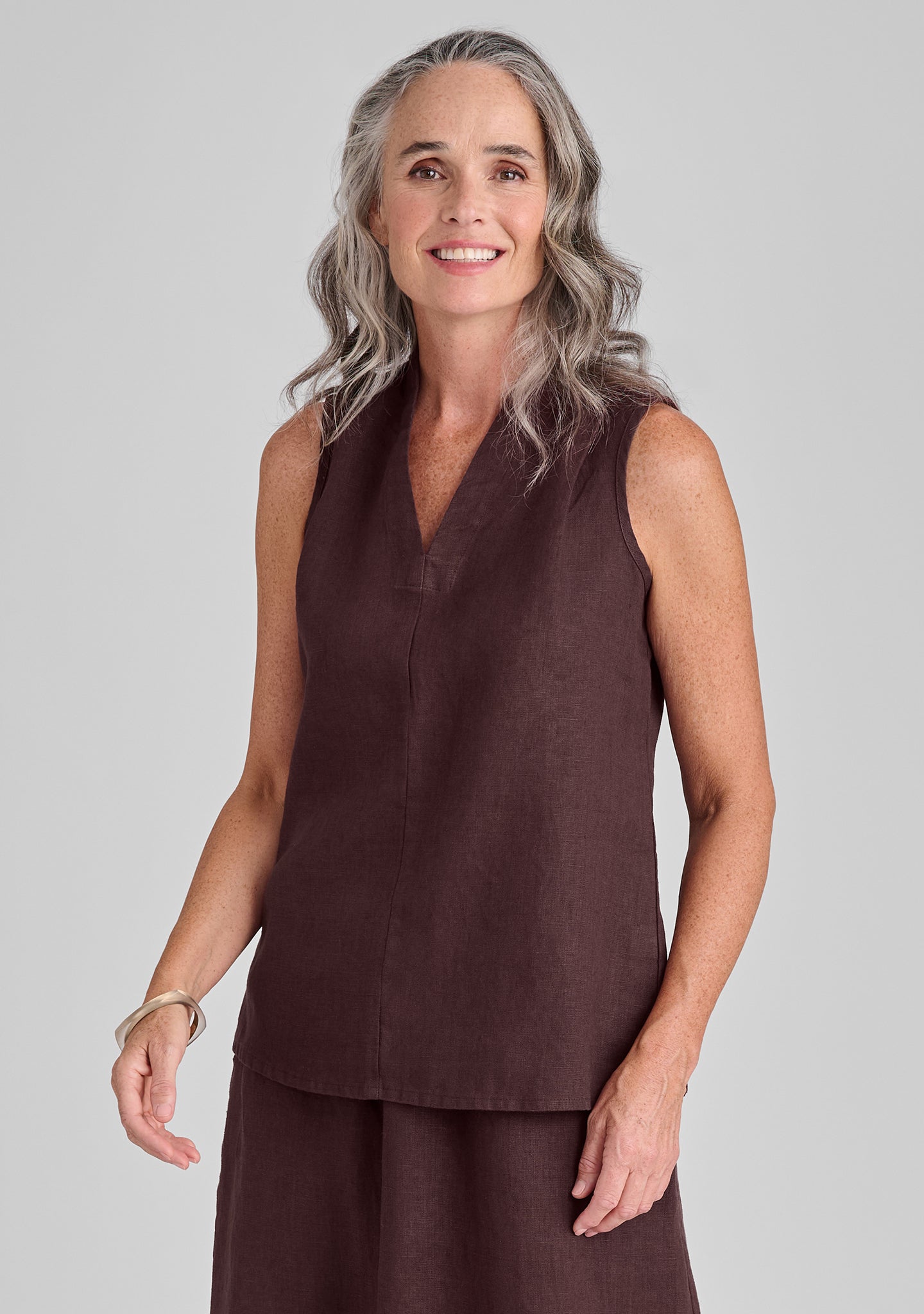 rsvp tank linen tank top brown