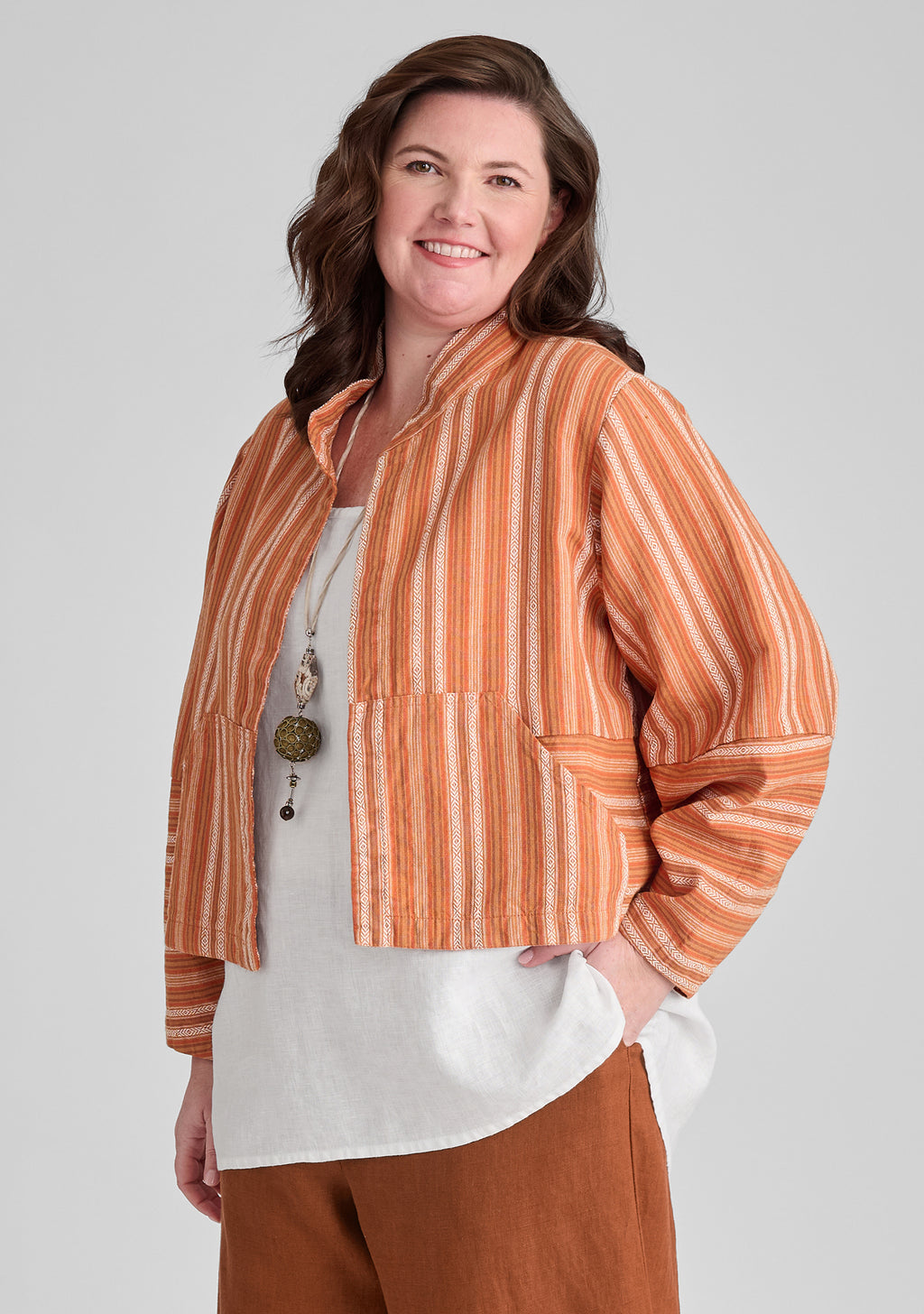 seamly jacket cropped linen jacket orange