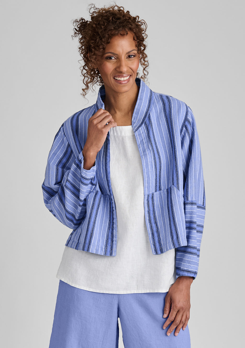 seamly jacket cropped linen jacket blue