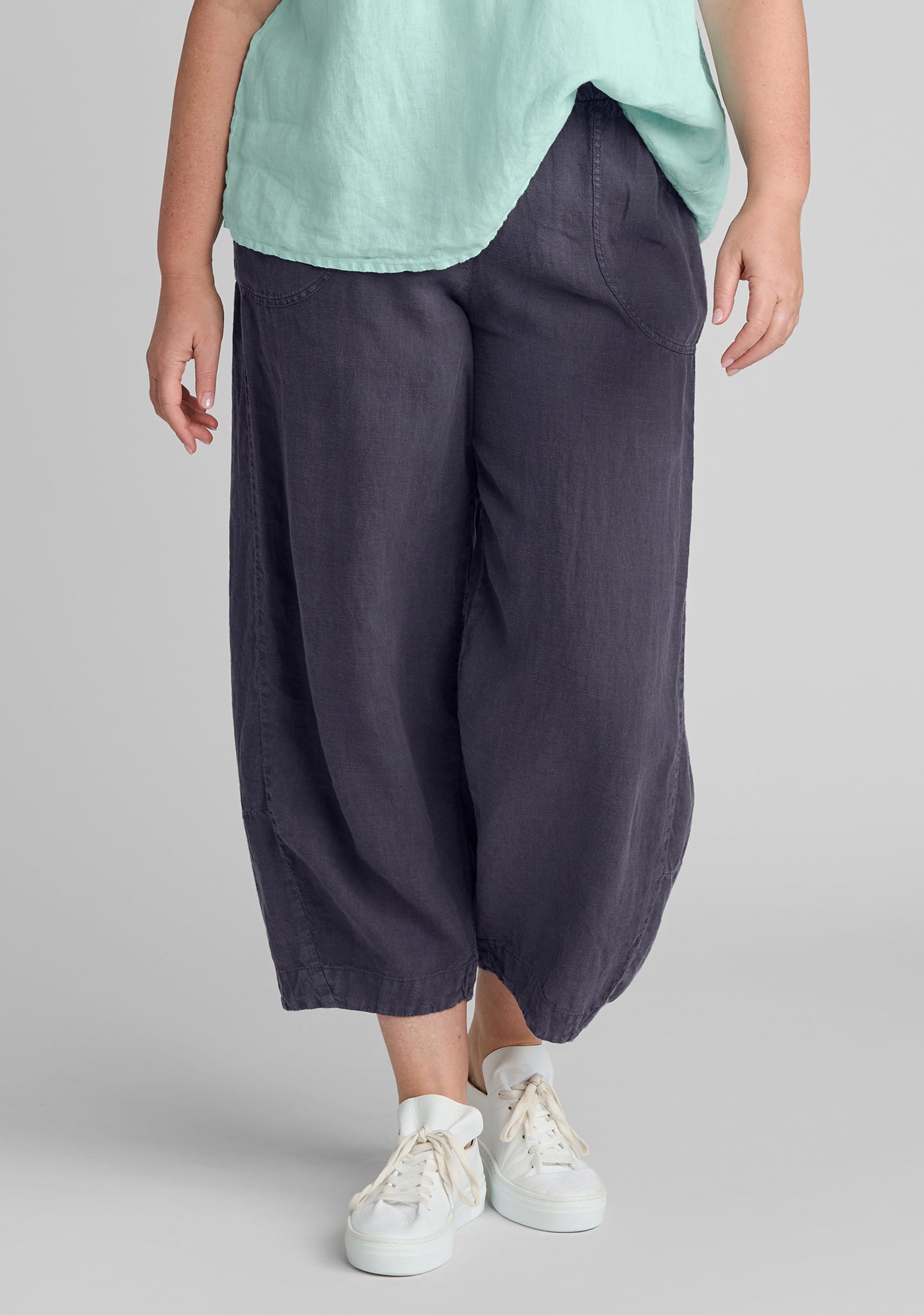 seamly pant barrel leg linen pant blue