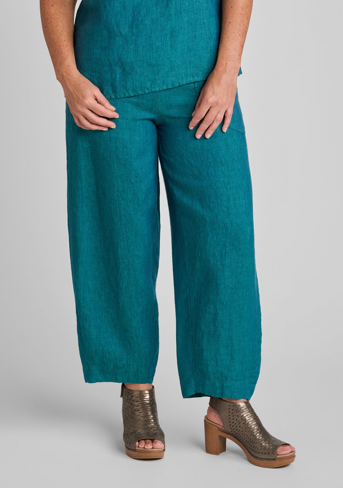 seamly pant linen barrel leg pants green