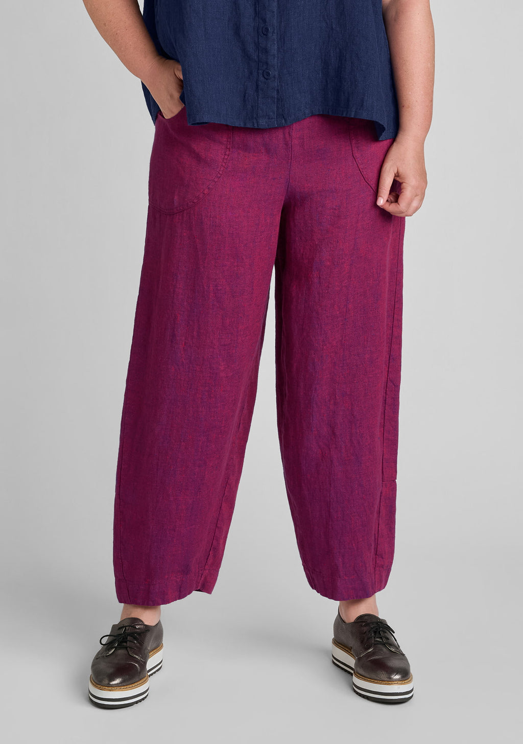 seamly pant linen barrel leg pants red