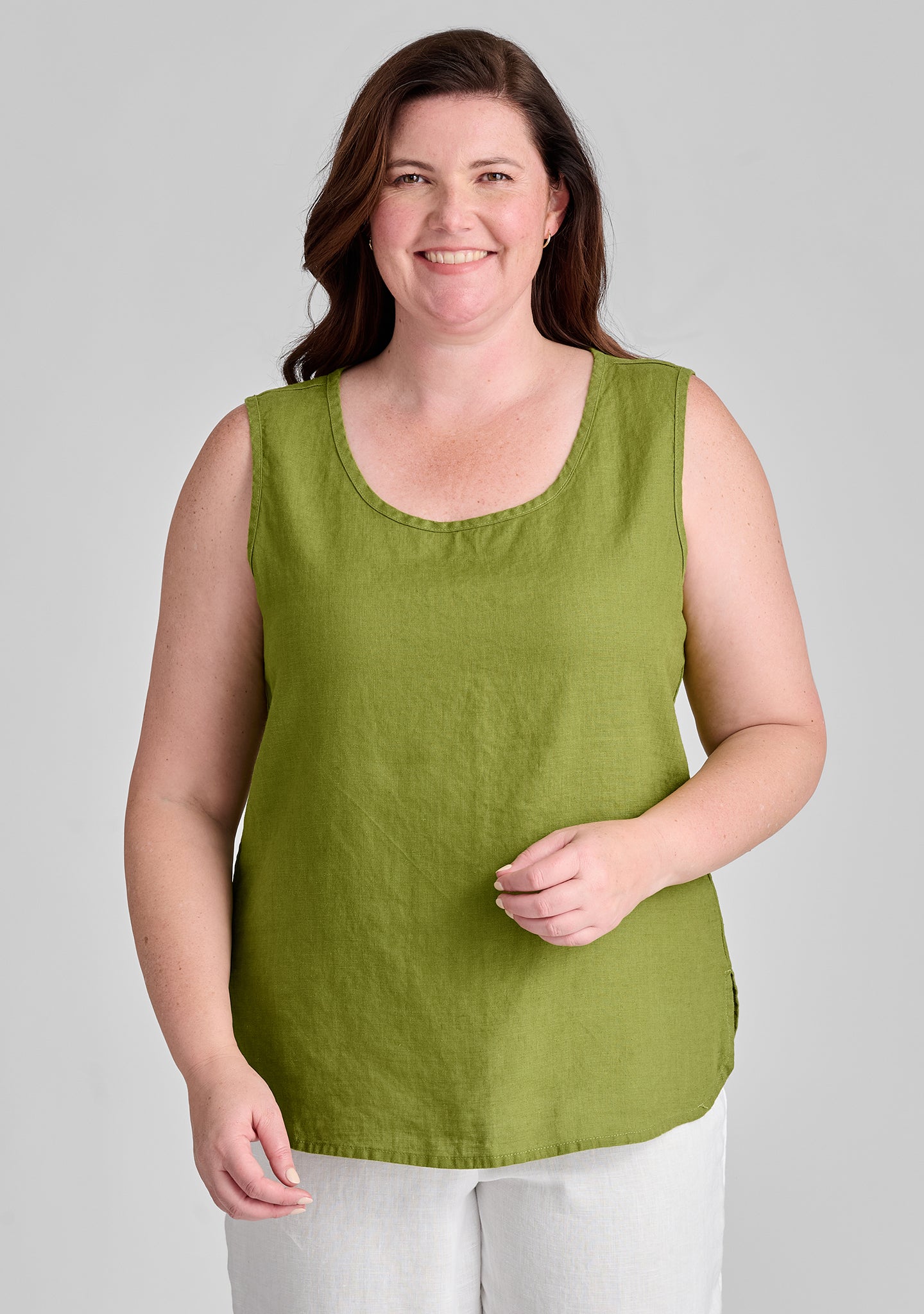 select tank linen tank top green