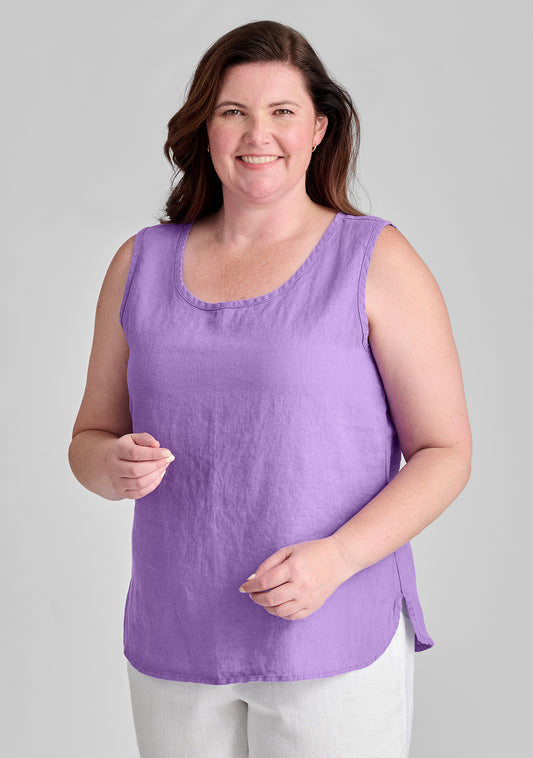 select tank linen tank top purple