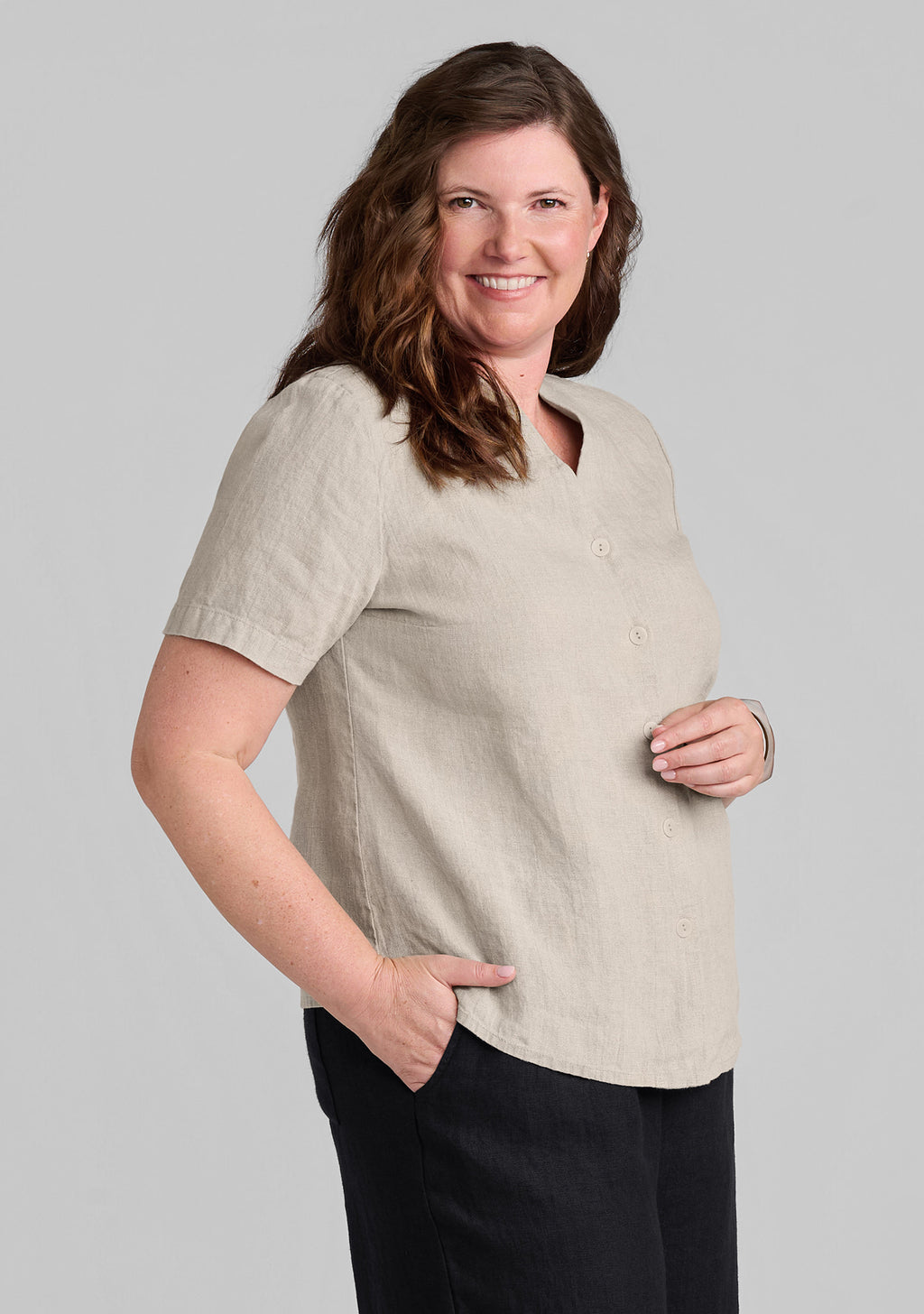 selected version linen blouse natural