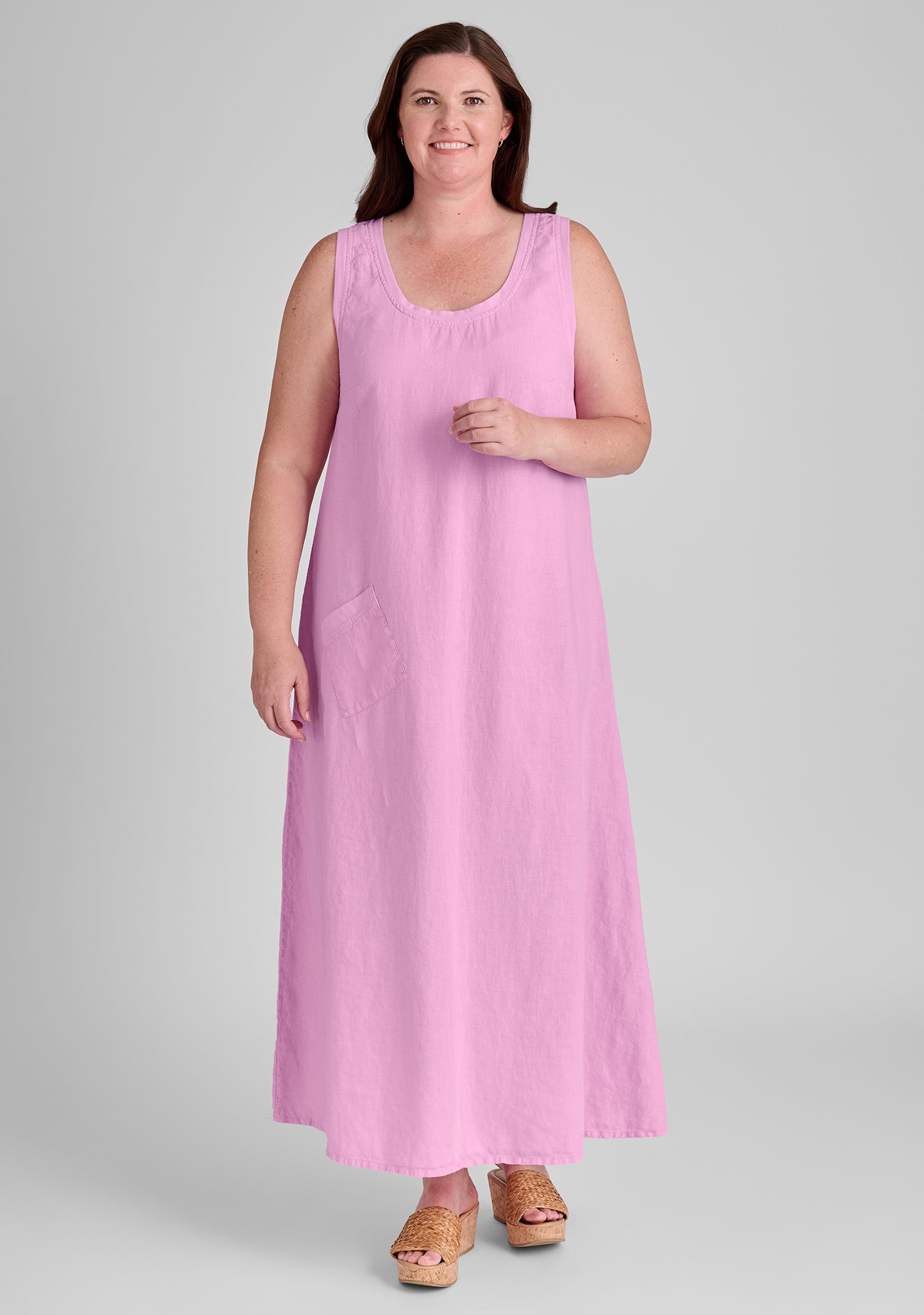 serene dress linen maxi dress pink