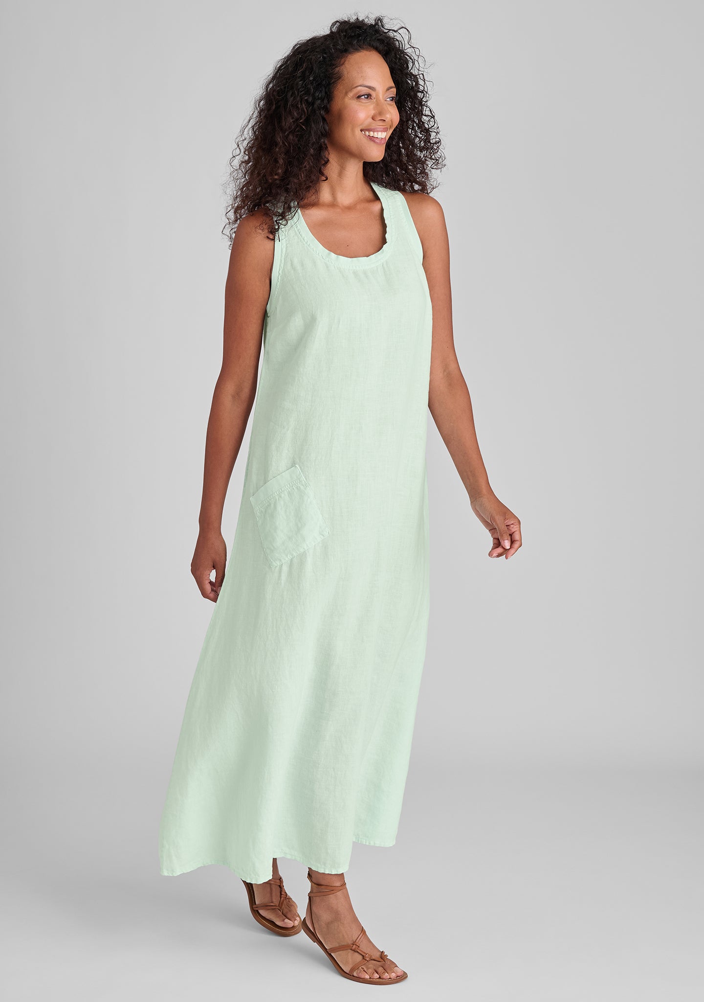 serene dress linen maxi dress green