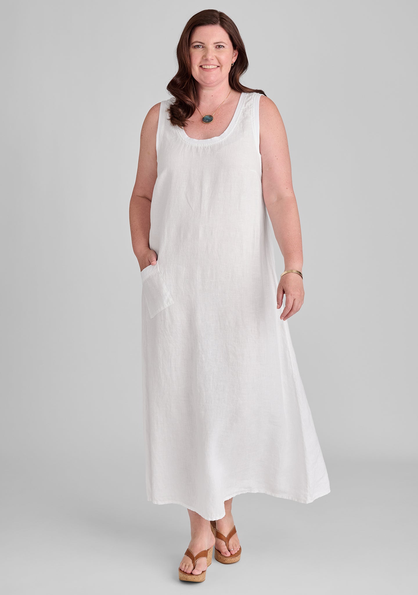 serene dress linen maxi dress white