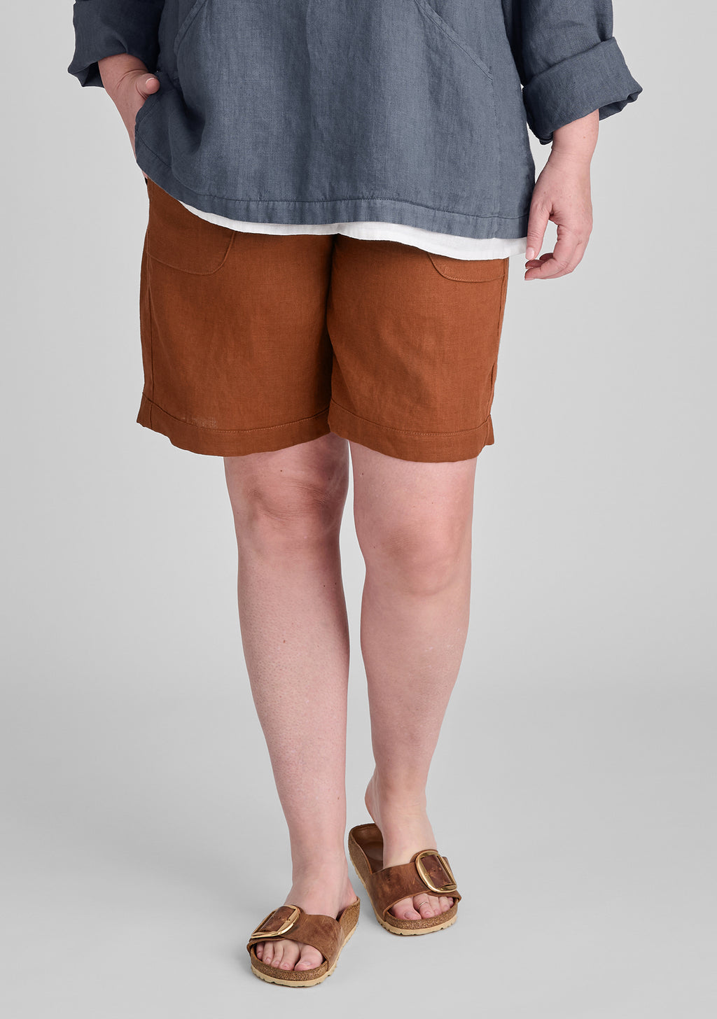 shorty linen shorts orange