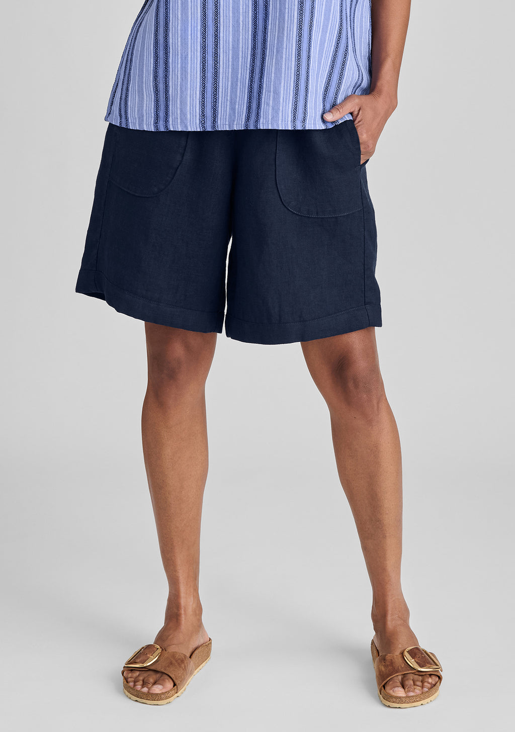 shorty linen shorts blue