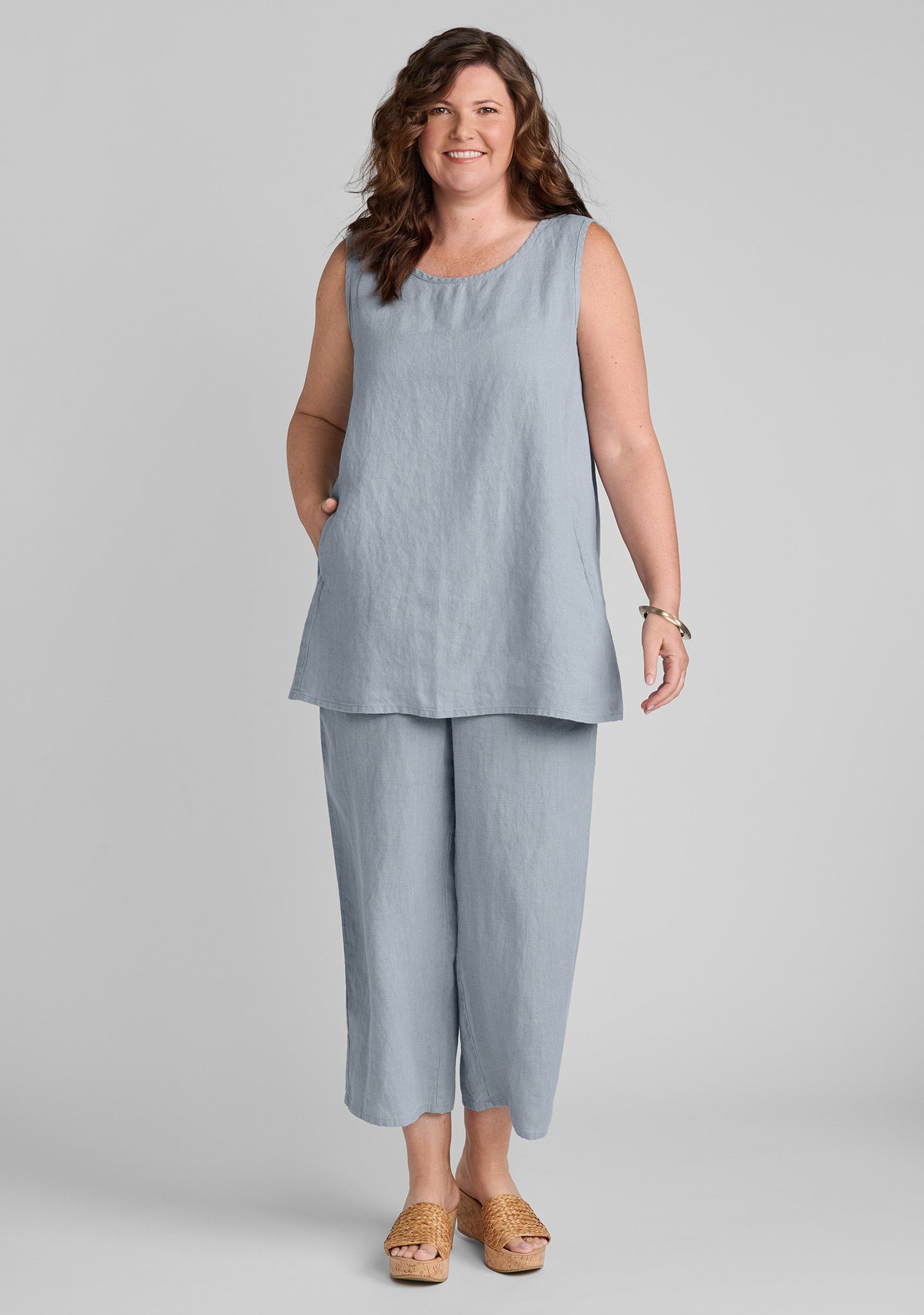 side pocket tunic linen tank top details