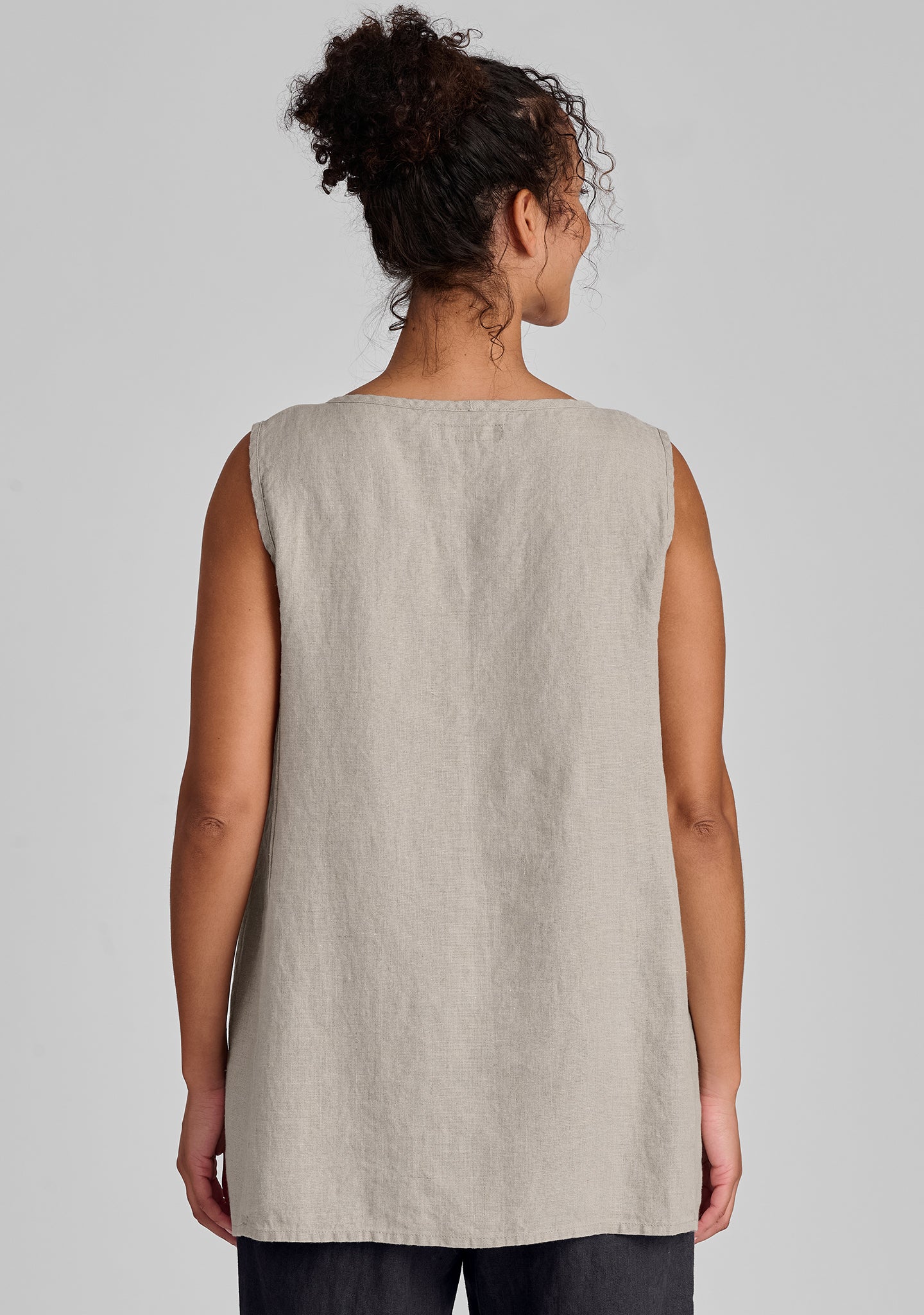 side pocketed tunic linen tank top details