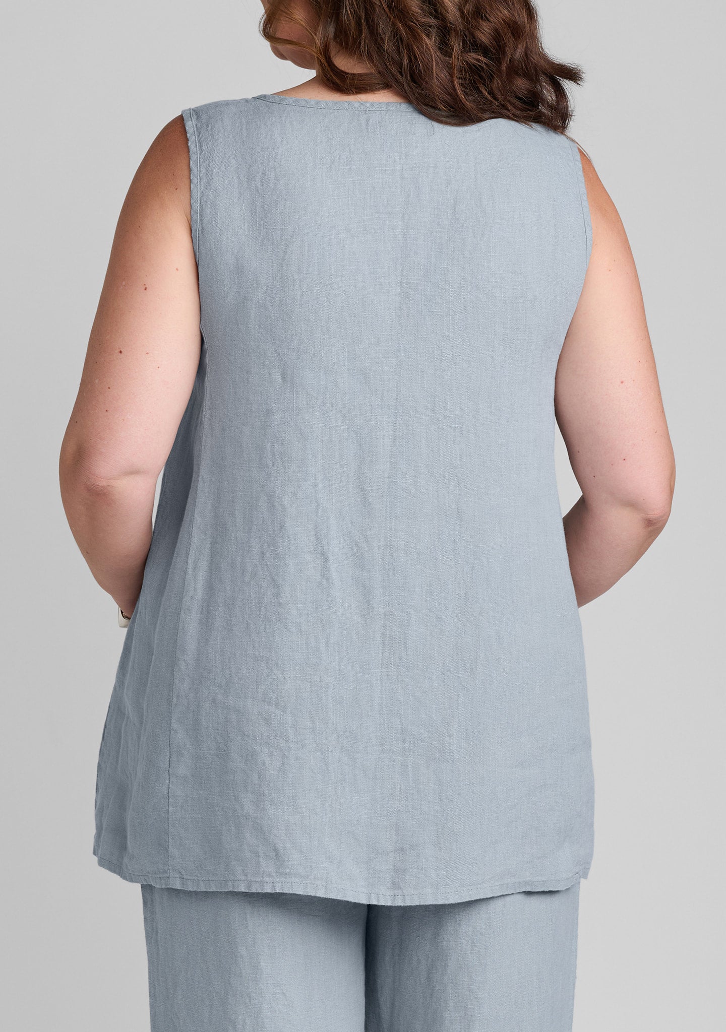 side pocket tunic linen tank top details