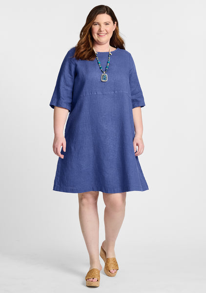 simple dress linen shift dress blue