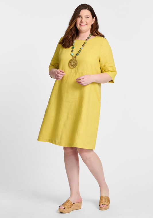 simple dress linen shift dress yellow