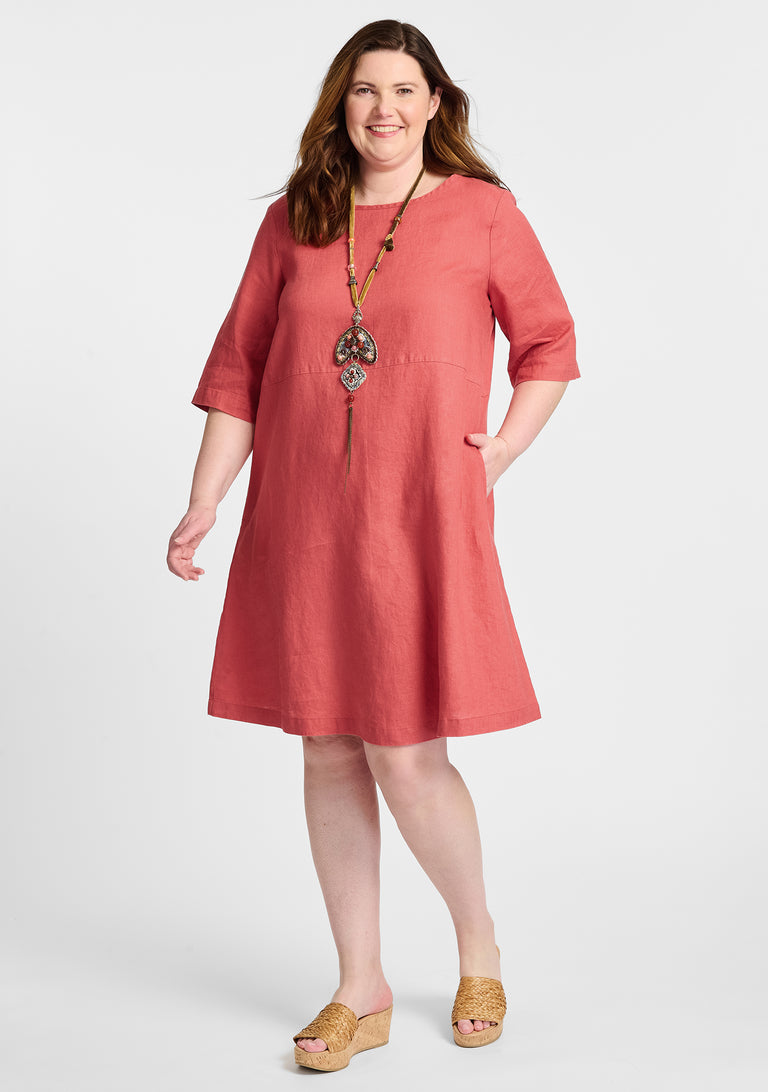FLAX linen dress in red