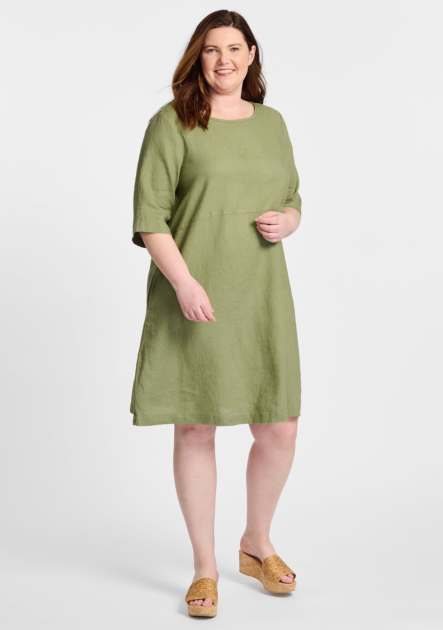 simple dress linen shift dress green