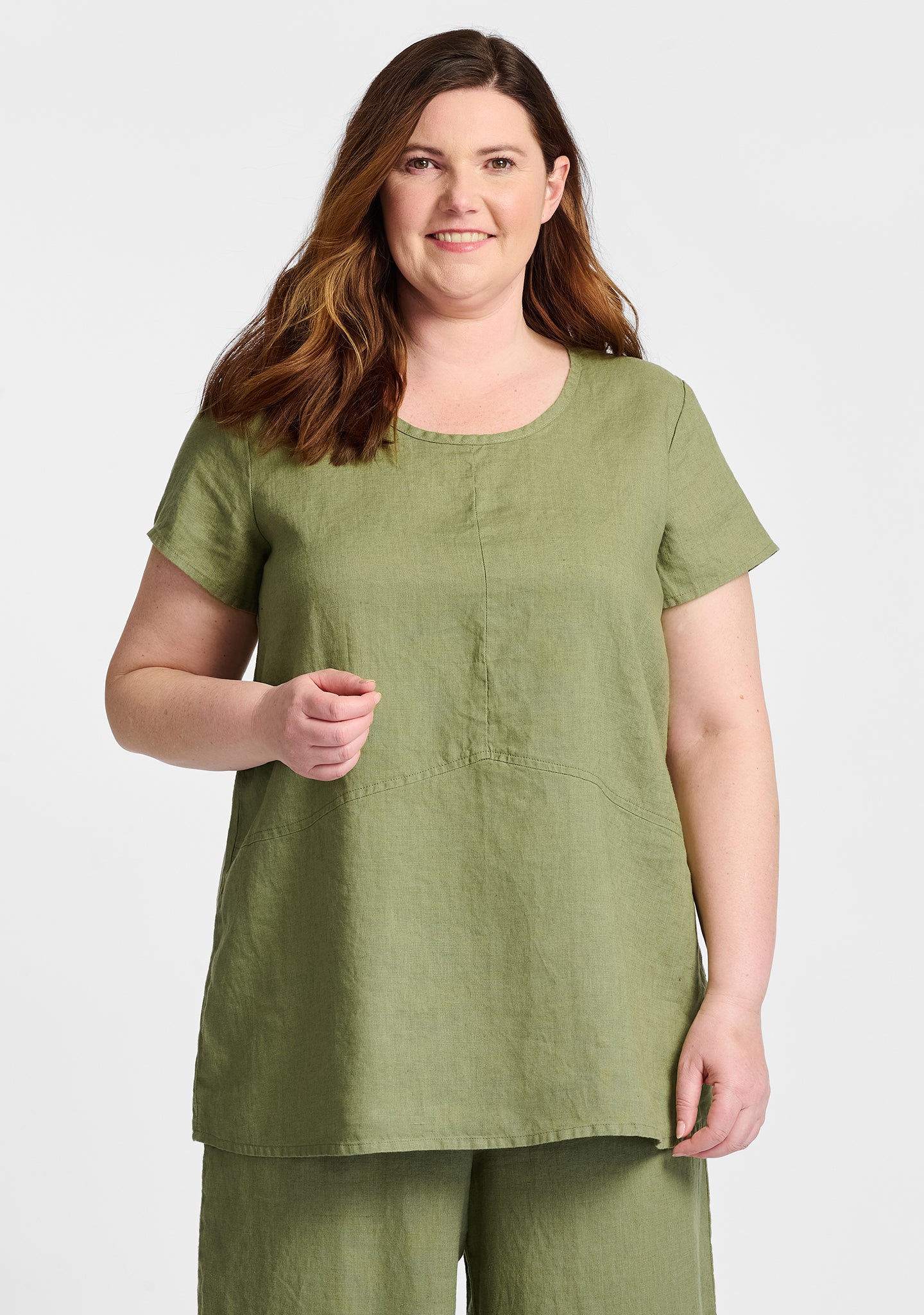 simplest tee linen shirt green