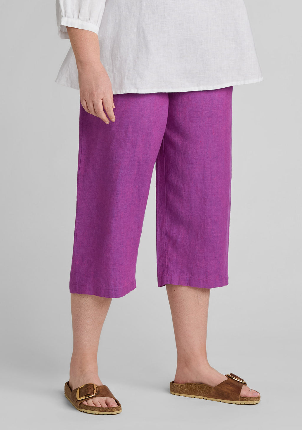 skipper pant linen crop pants purple