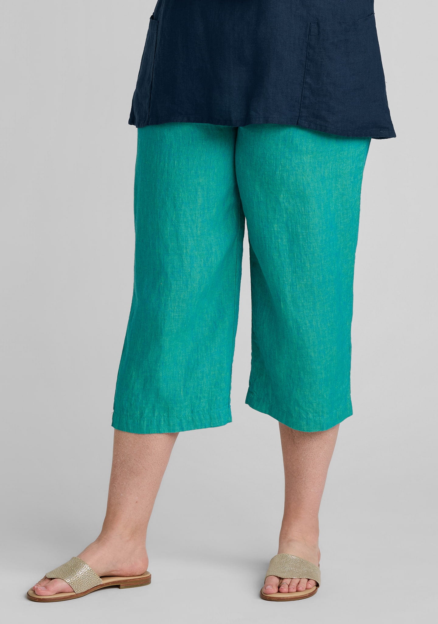 Skipper Pant - Linen Crop Pants - Jade Yarn Dye