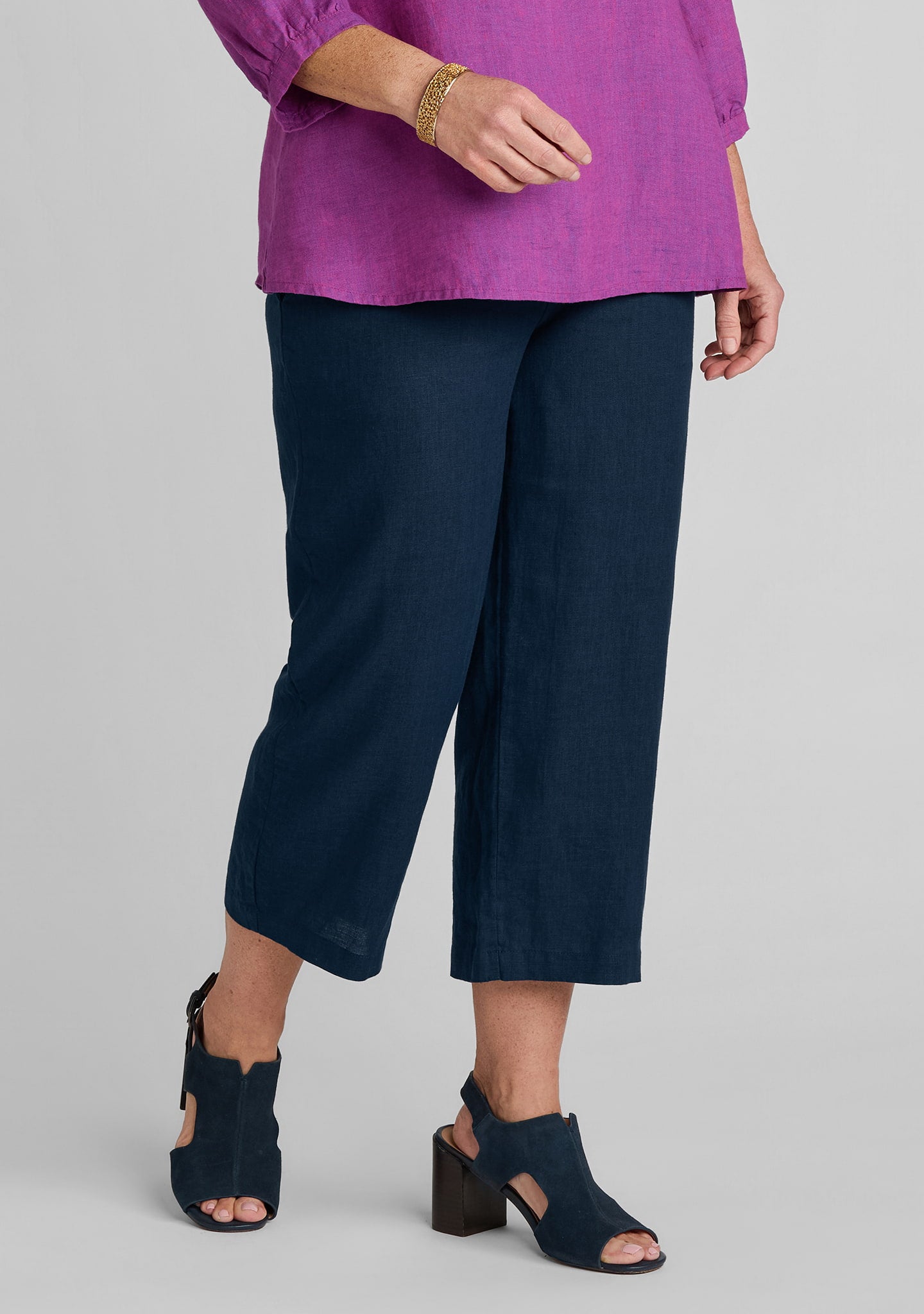 skipper pant linen crop pants blue