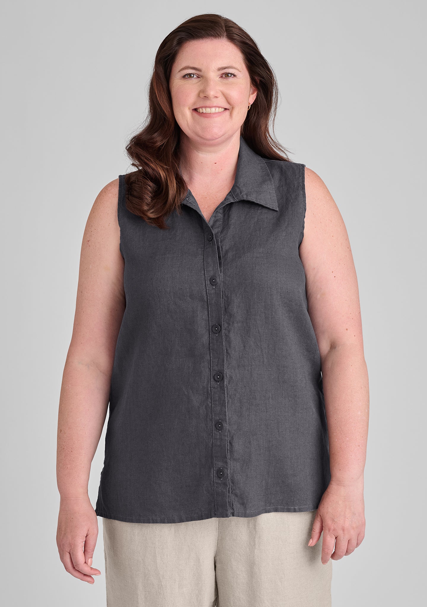 Sleeveless Shirt - Sleeveless Linen Blouse - FINAL SALE - Nine Iron