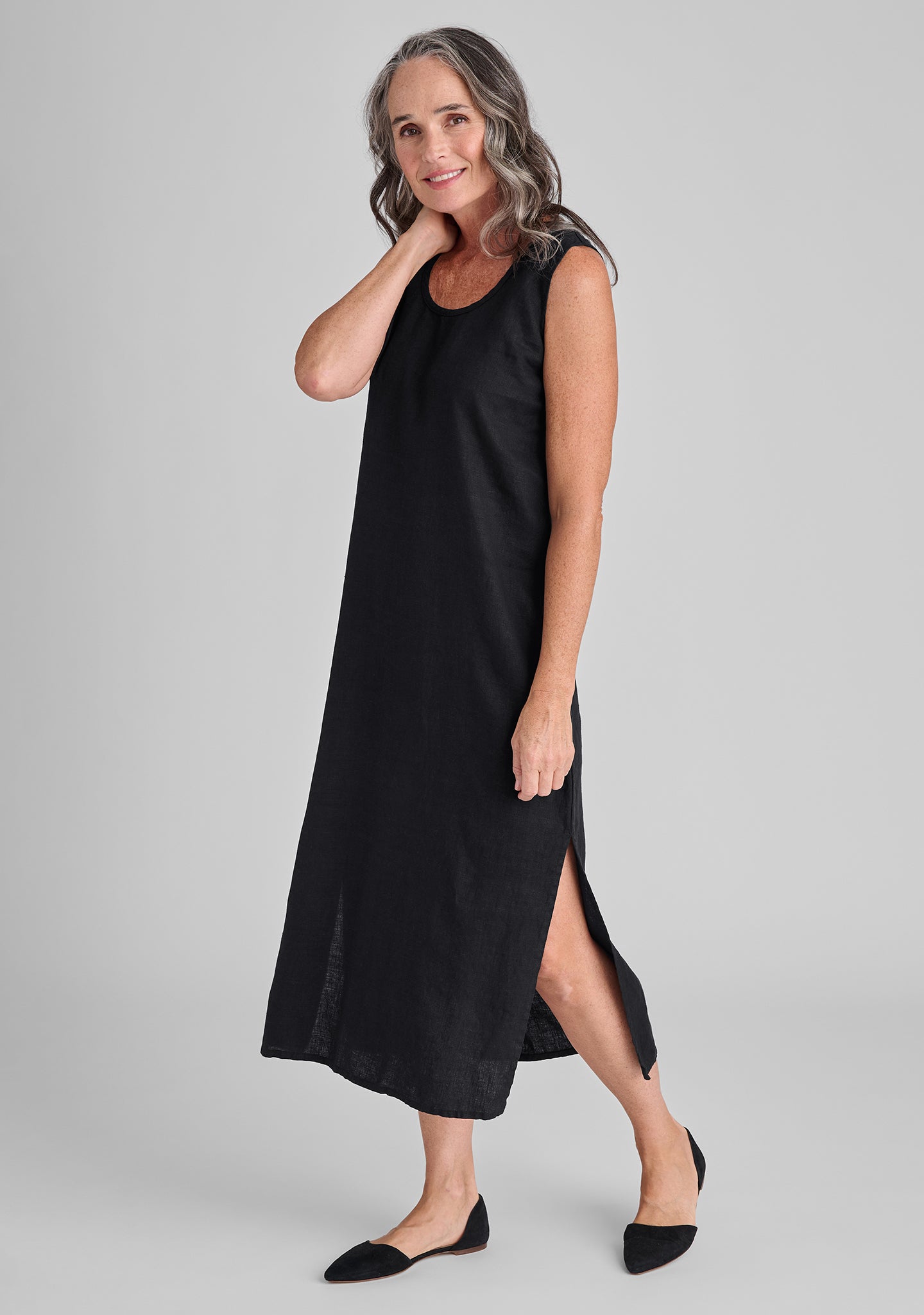 Slipster - Linen Maxi Dress - Black