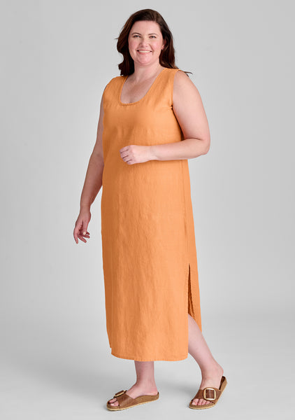 slipster linen maxi dress orange
