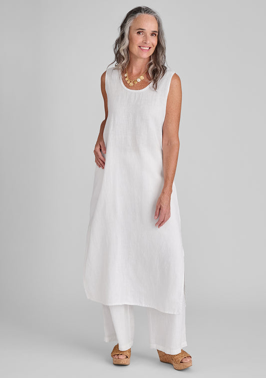 slipster linen maxi dress white