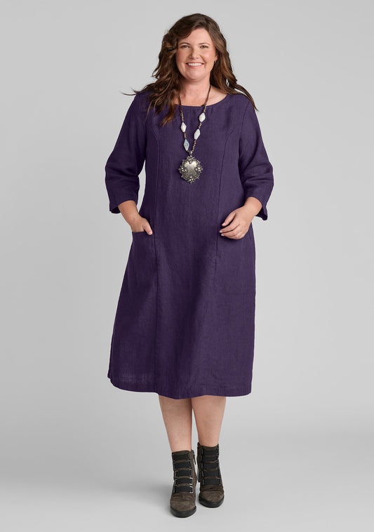 slouch pocket dress linen shift dress purple