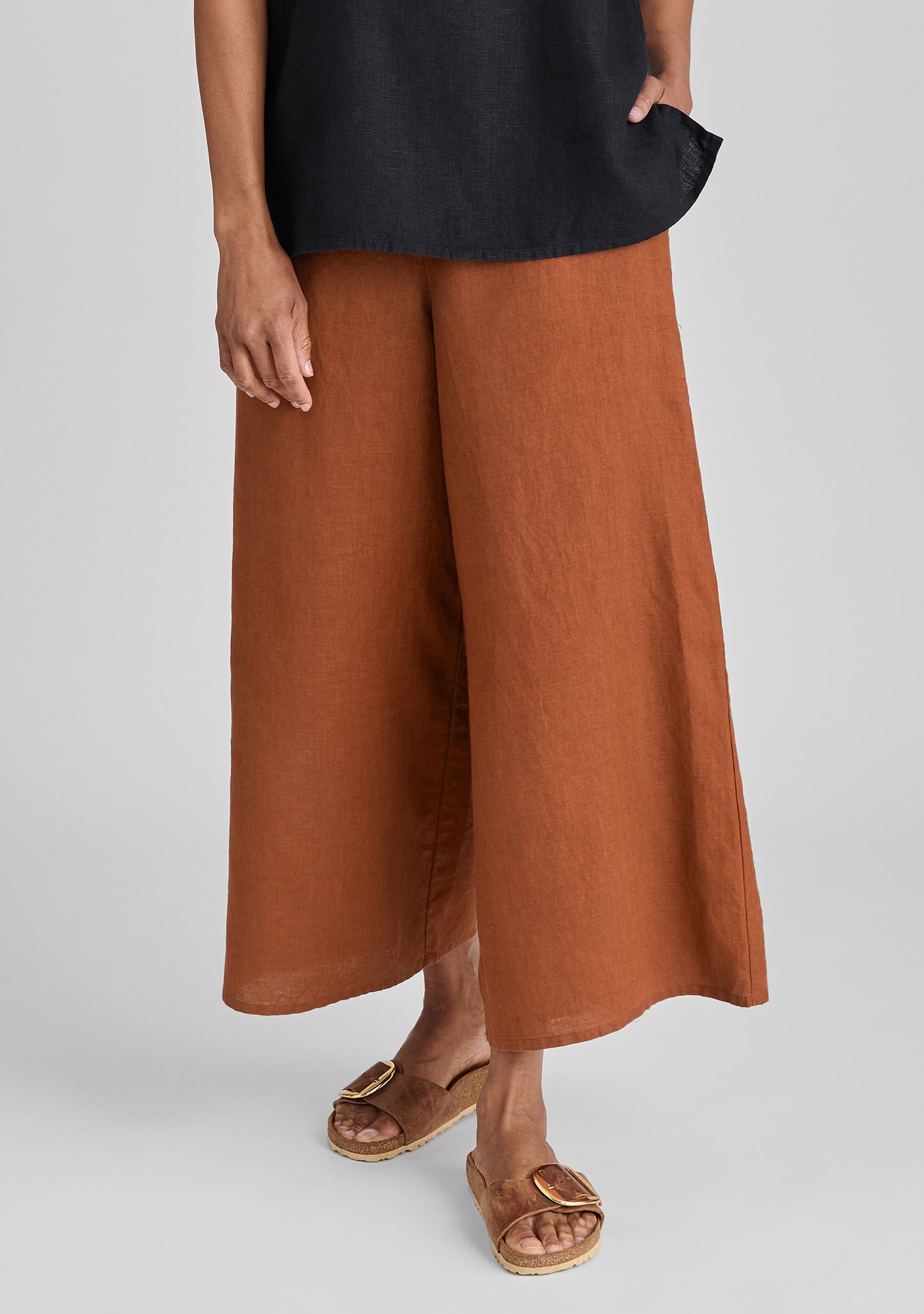 Sociable Flood - Wide Leg Linen Pants - FINAL SALE - Canyon