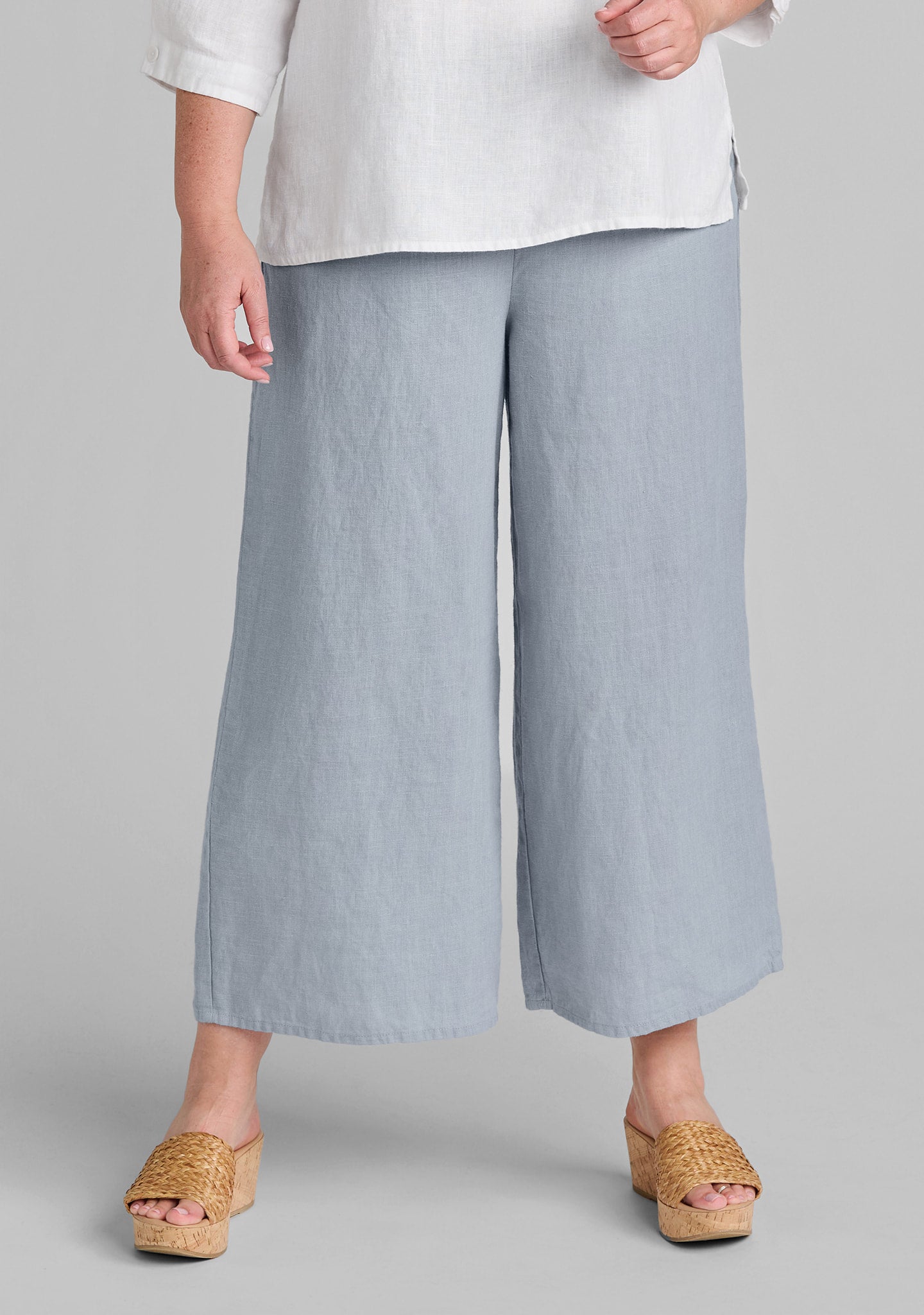Sociable Flood - Wide Leg Linen Pants - Mineral