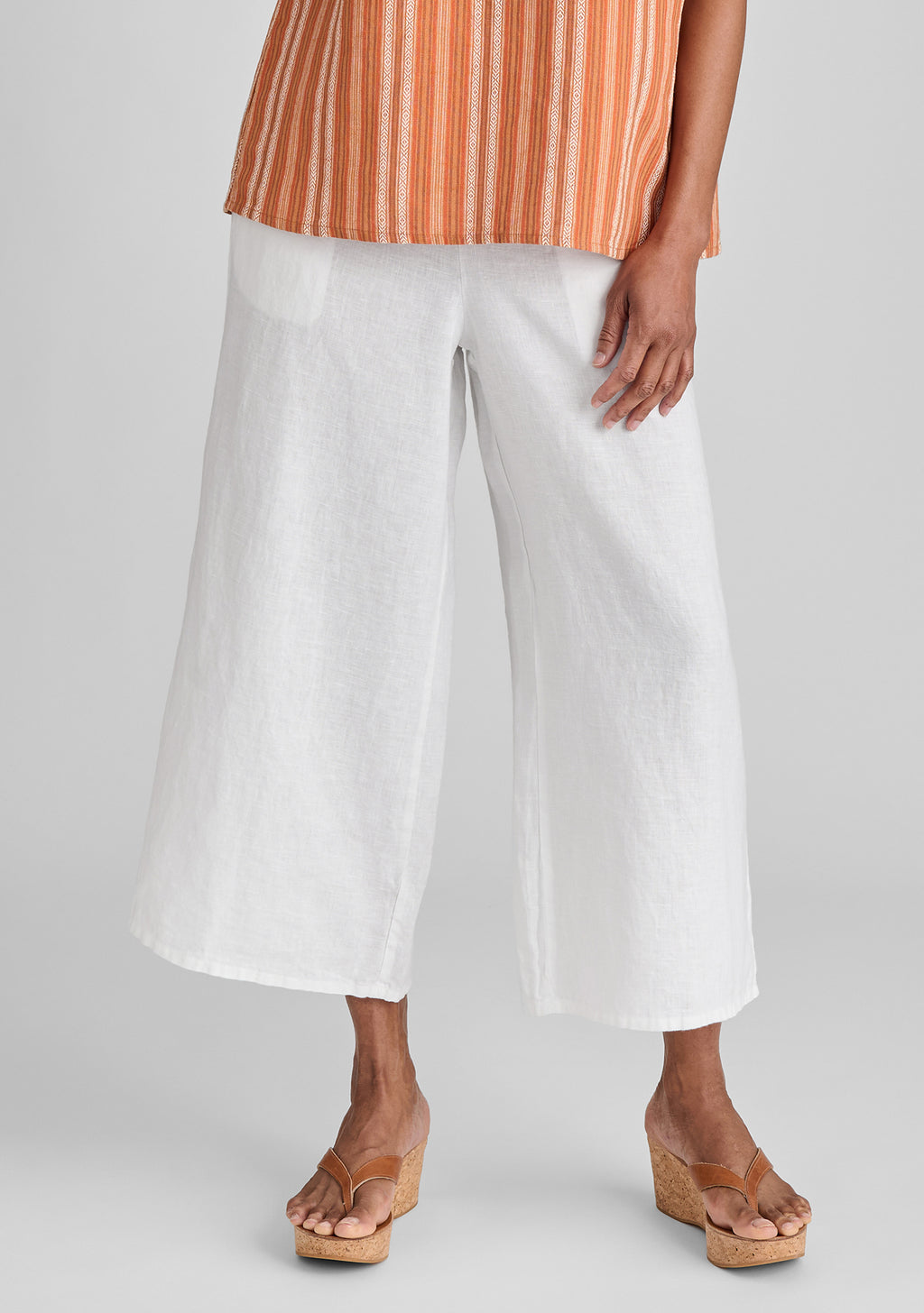 sociable flood wide leg linen pants white