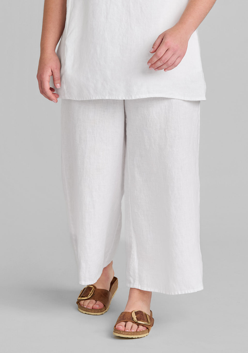 sociable floods linen pants white