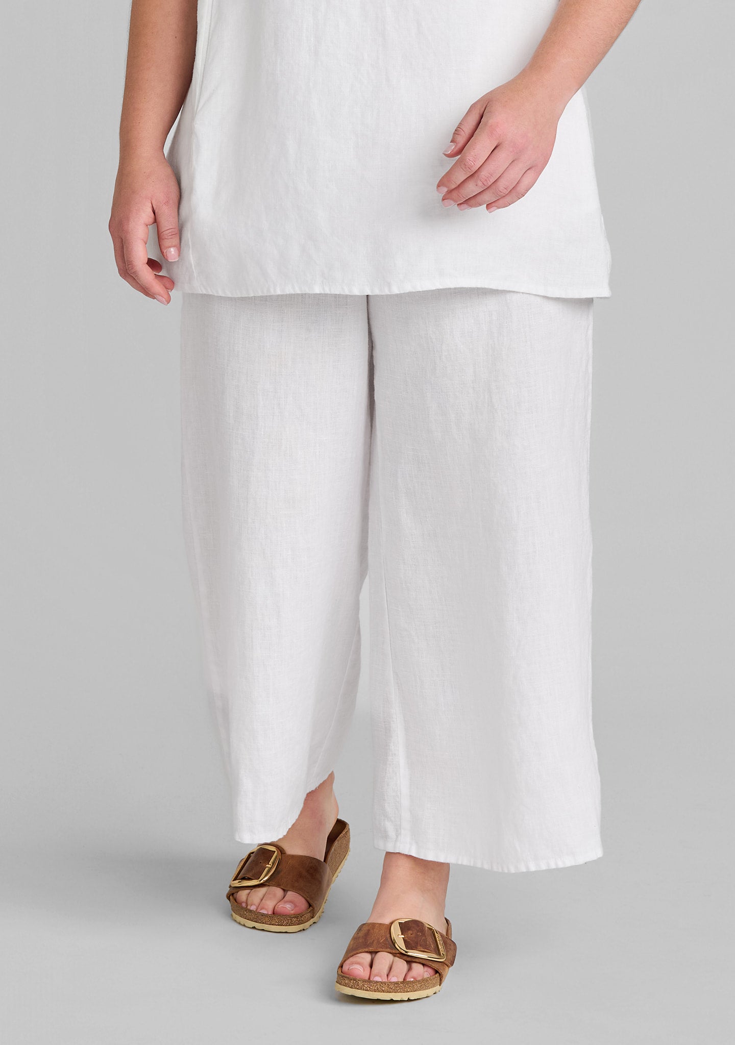 Sociable Flood - Wide Leg Linen Pants - White