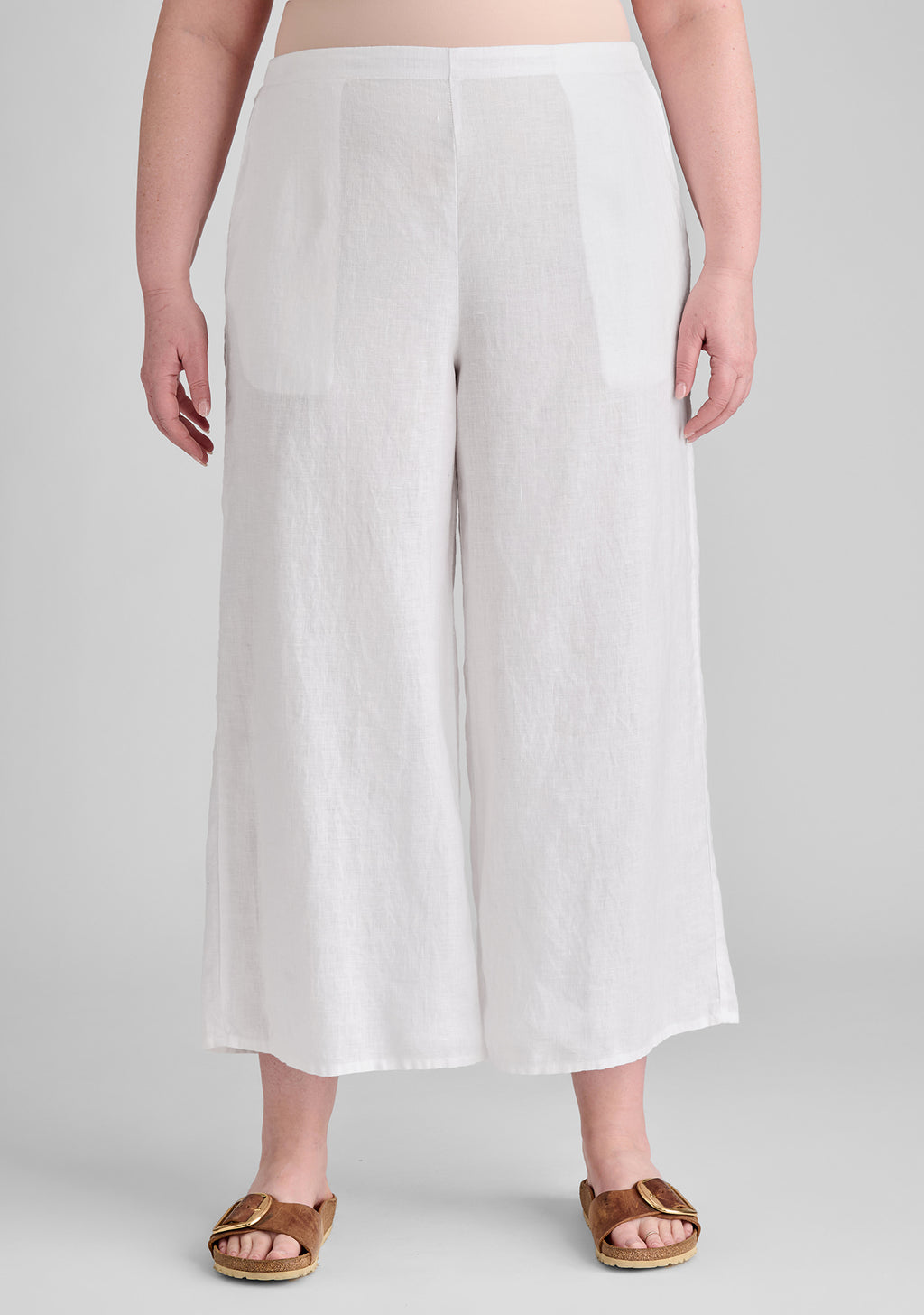 sociable flood wide leg linen pants details