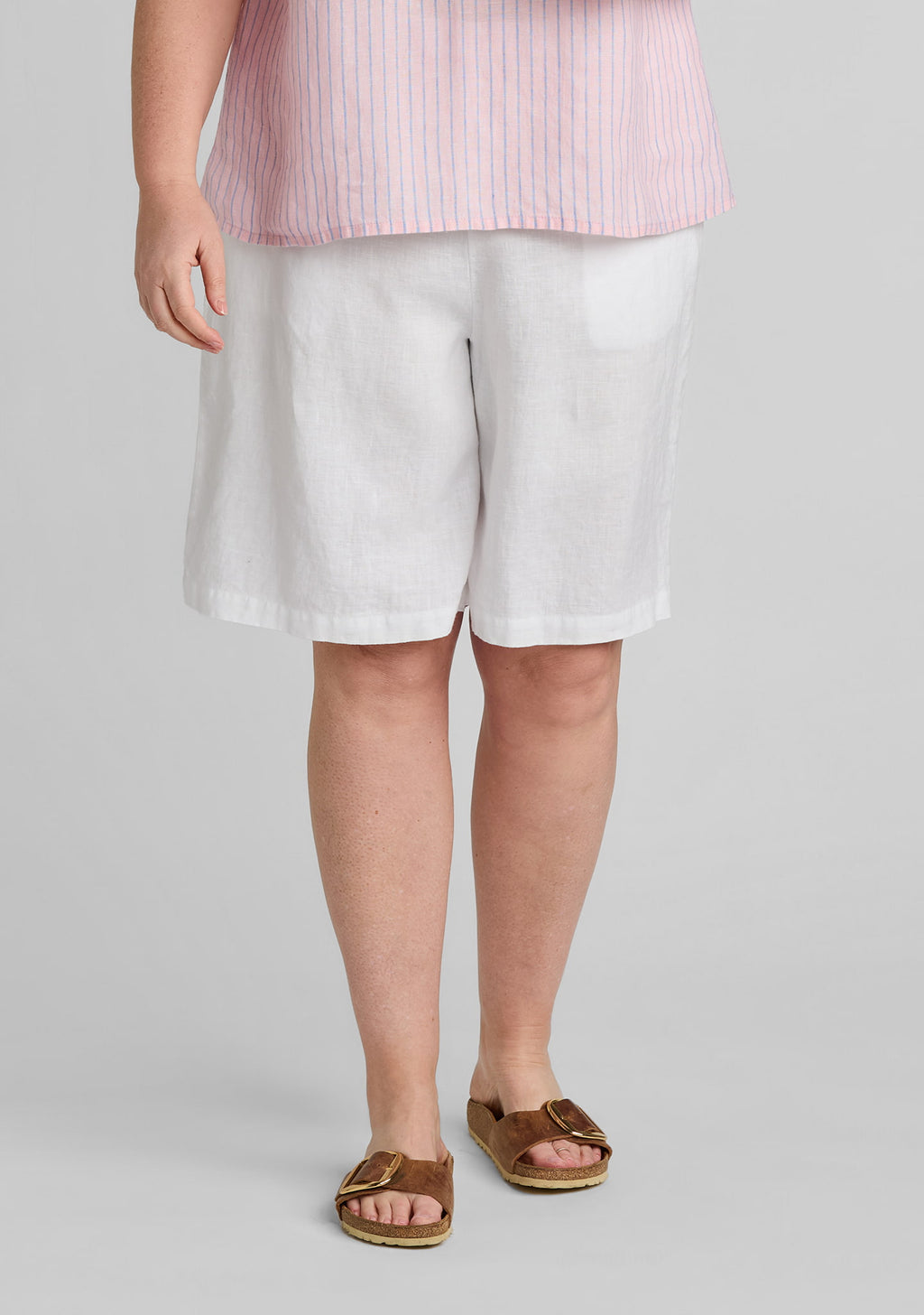 sociable short linen shorts white