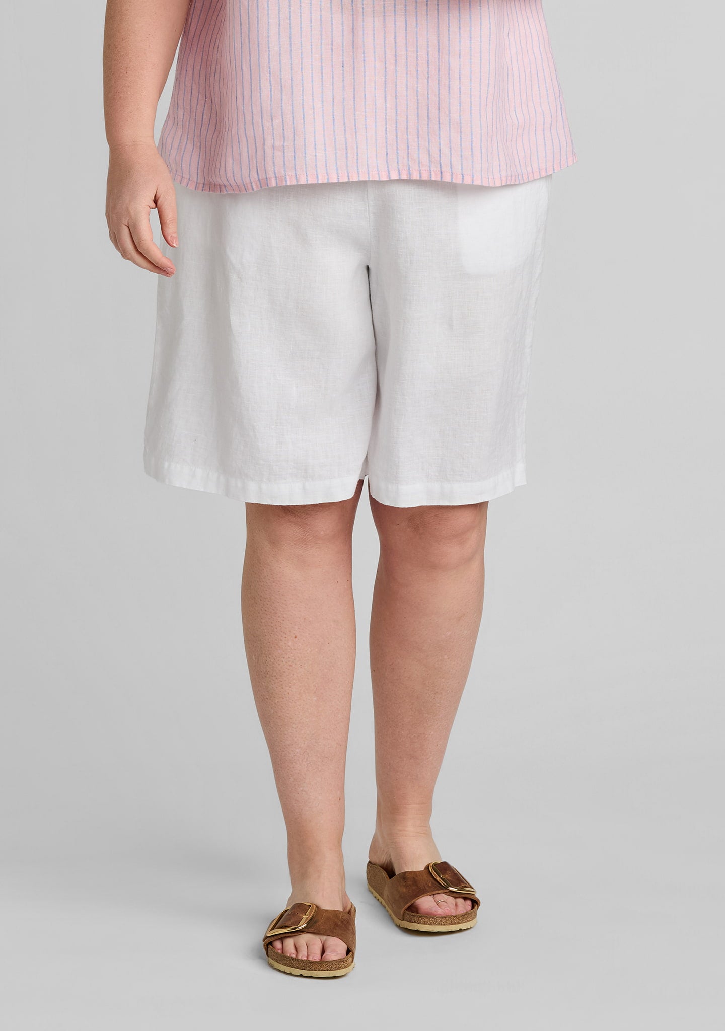 sociable short linen shorts white