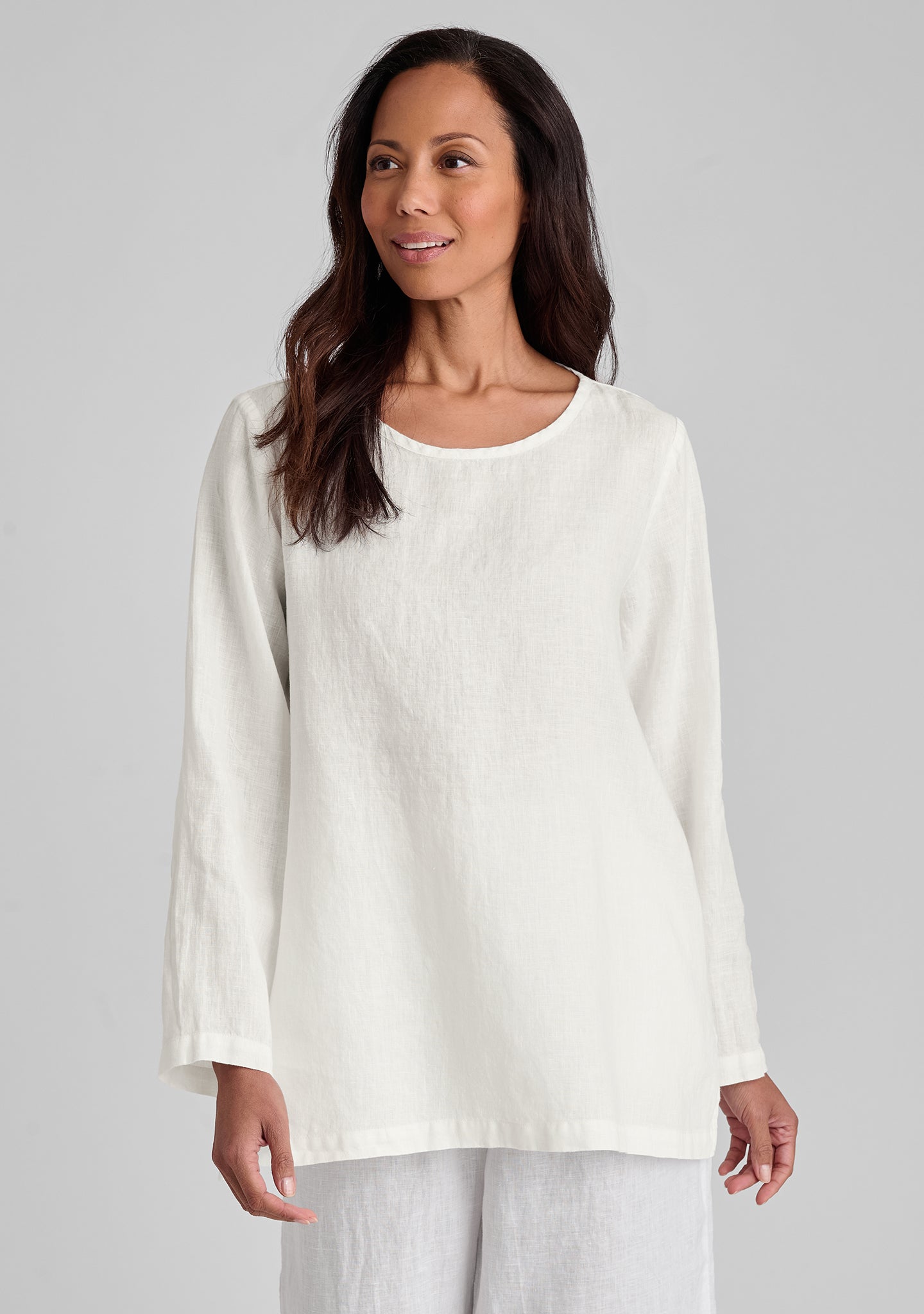 split tunic linen pullover white